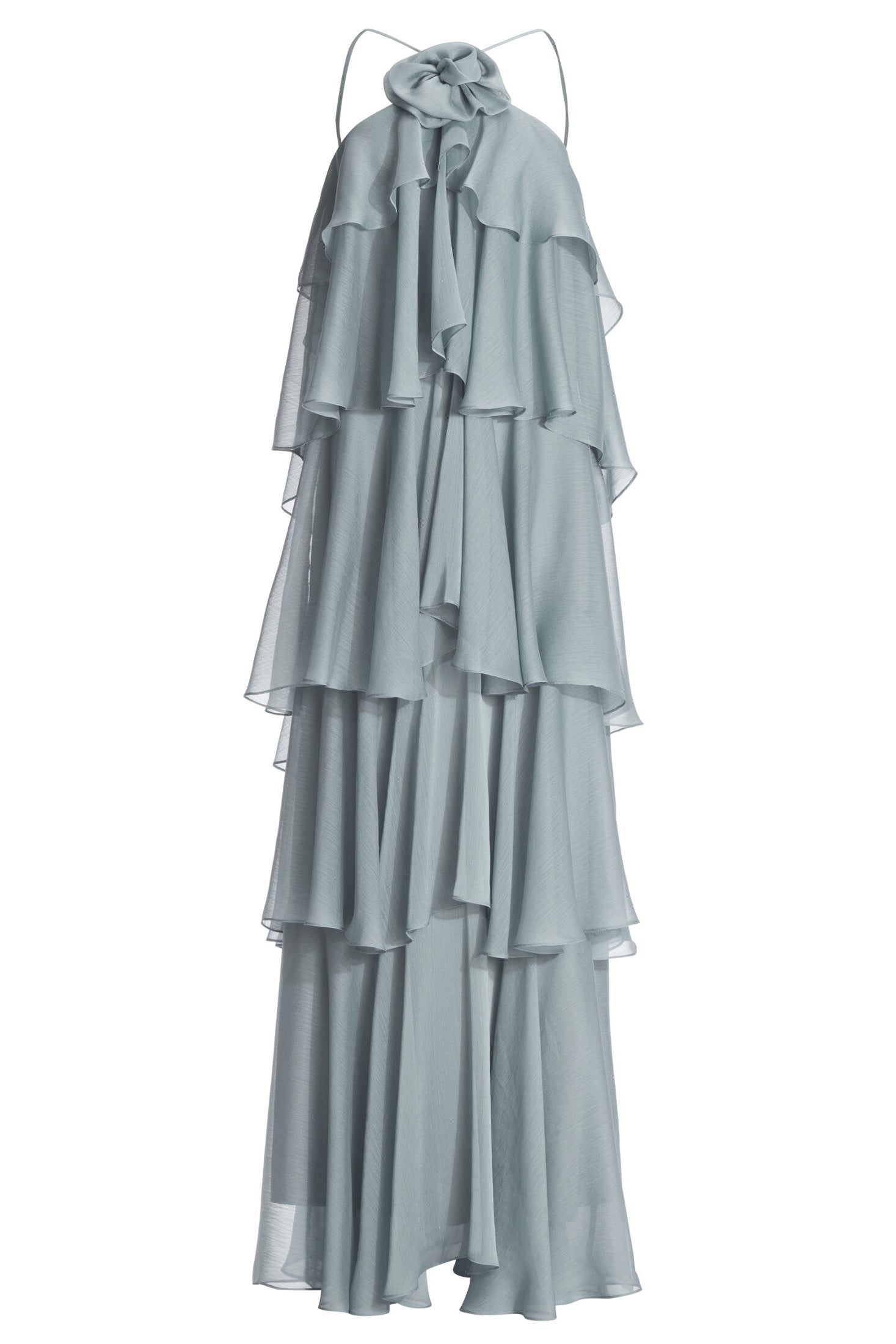 Abendkleid aus Crinkle Chiffon mit gestuften Volants