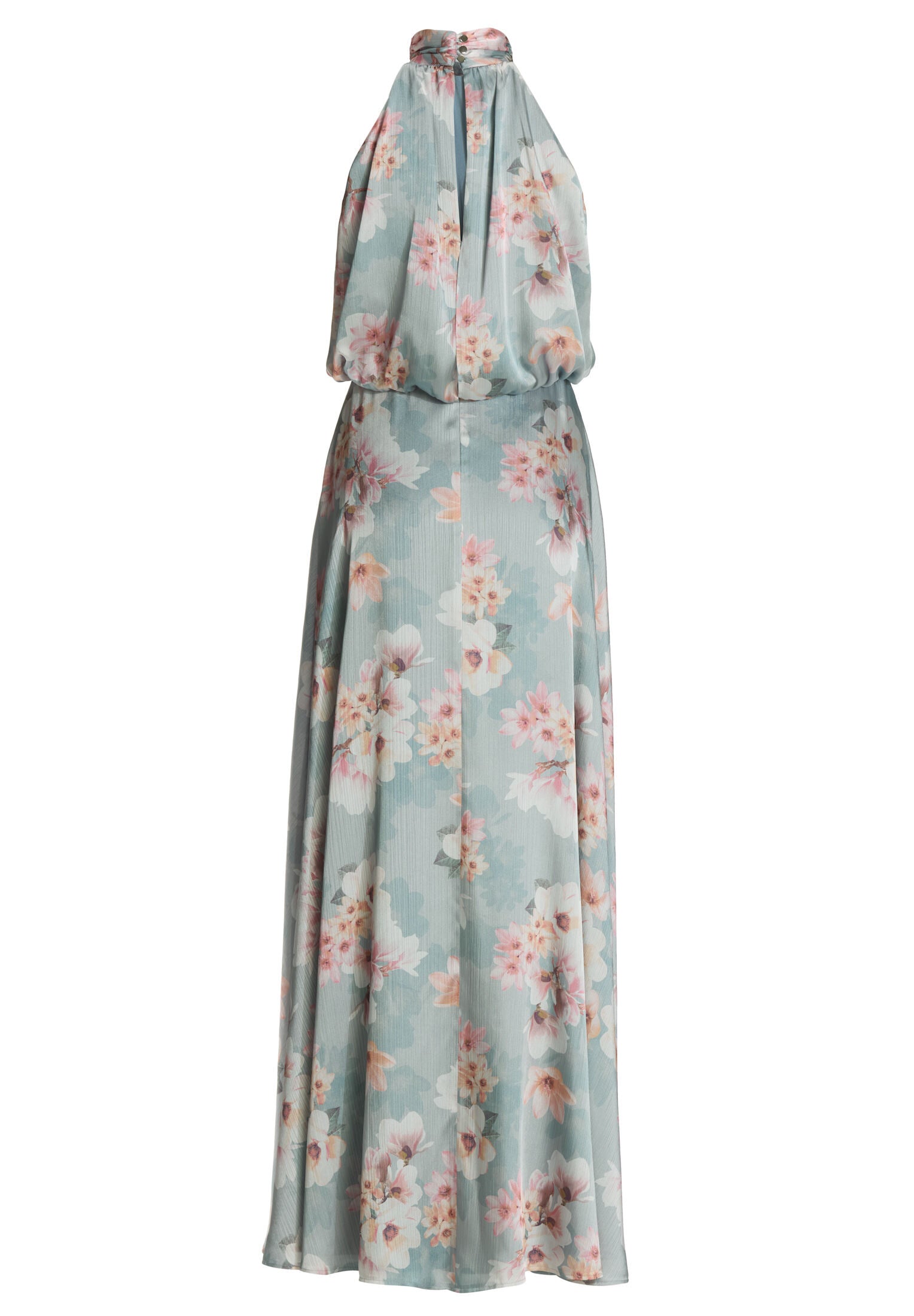 Abendkleid mit blusigem Top aus floral bedrucktem Crinkle Satin