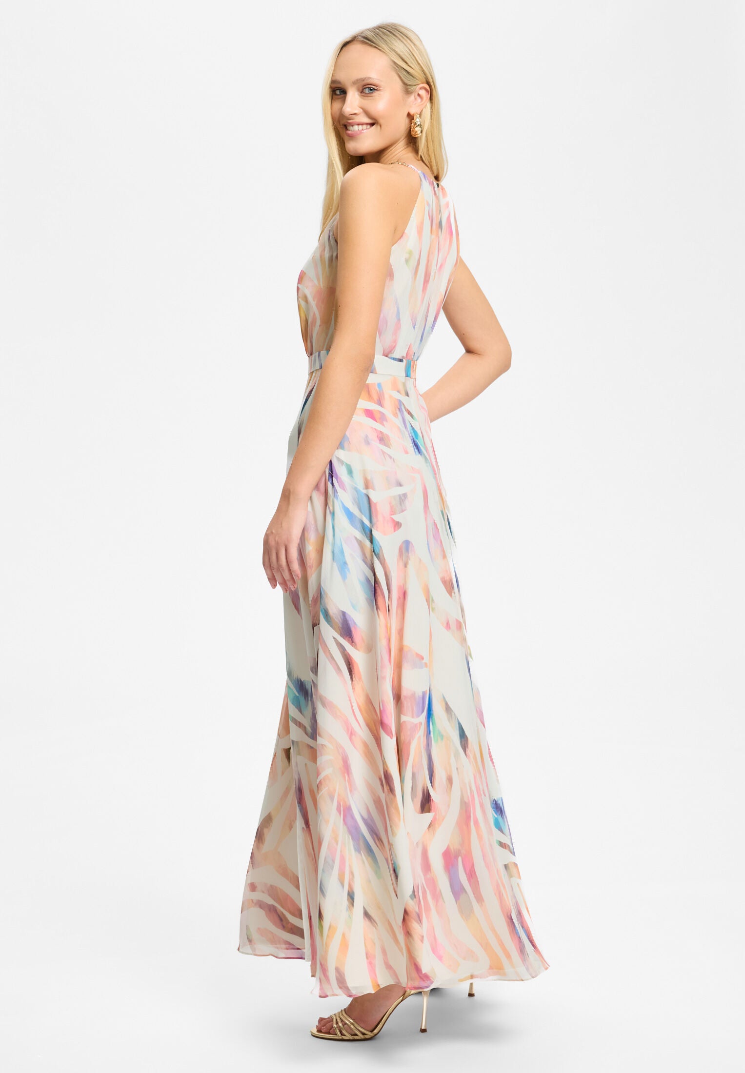 Abendkleid aus Crinkle Chiffon mit Animal Print