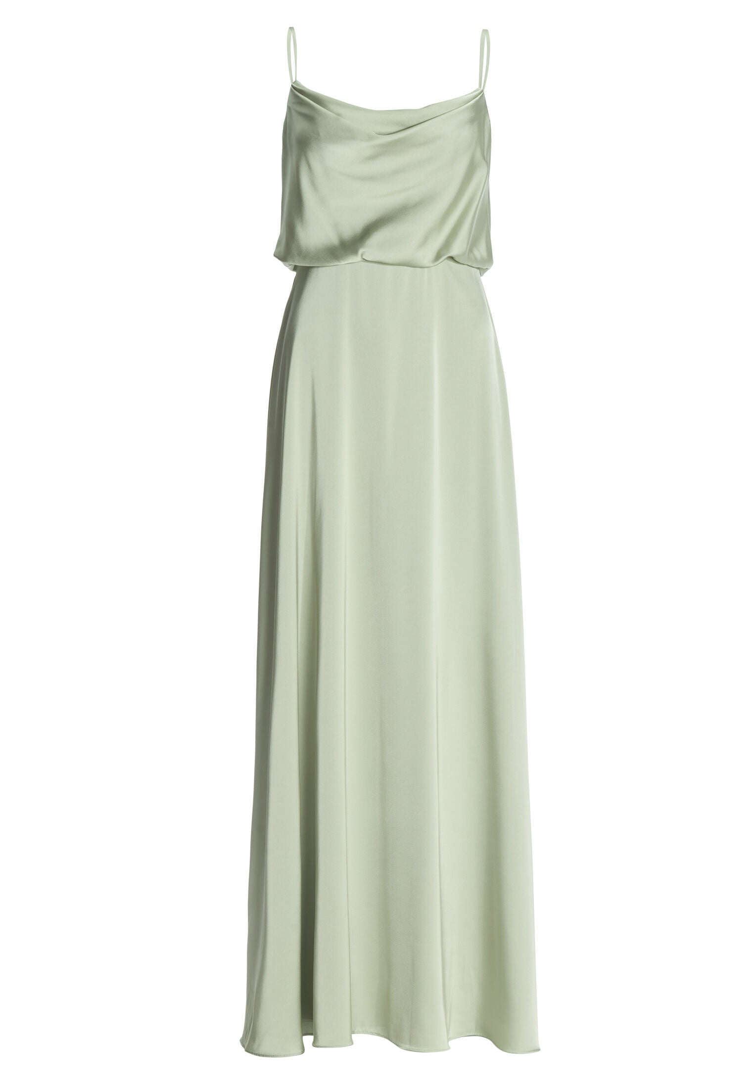 Abendkleid aus Satin mit angedeutetem Wasserfallausschnitt