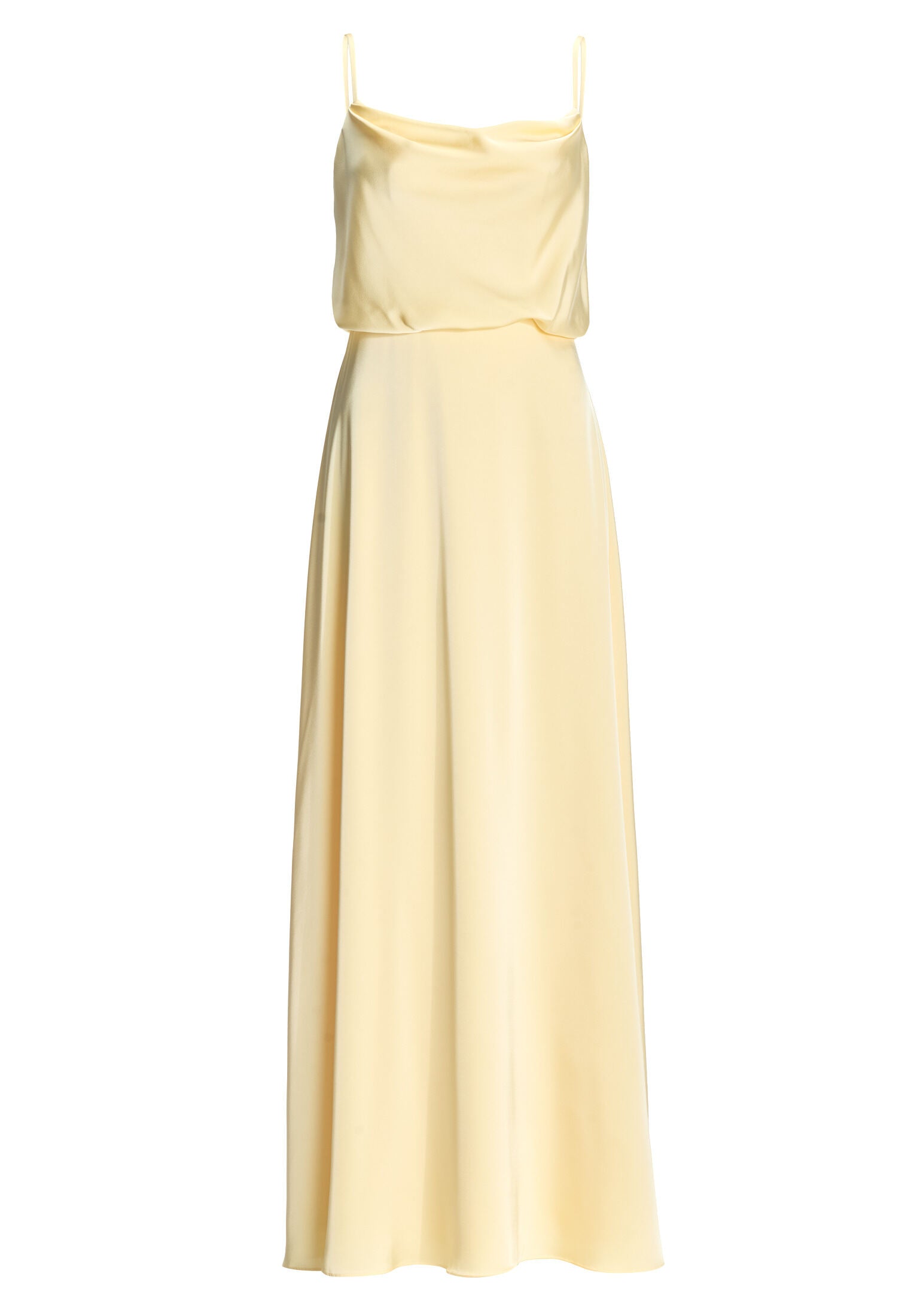 Abendkleid aus Satin mit angedeutetem Wasserfallausschnitt