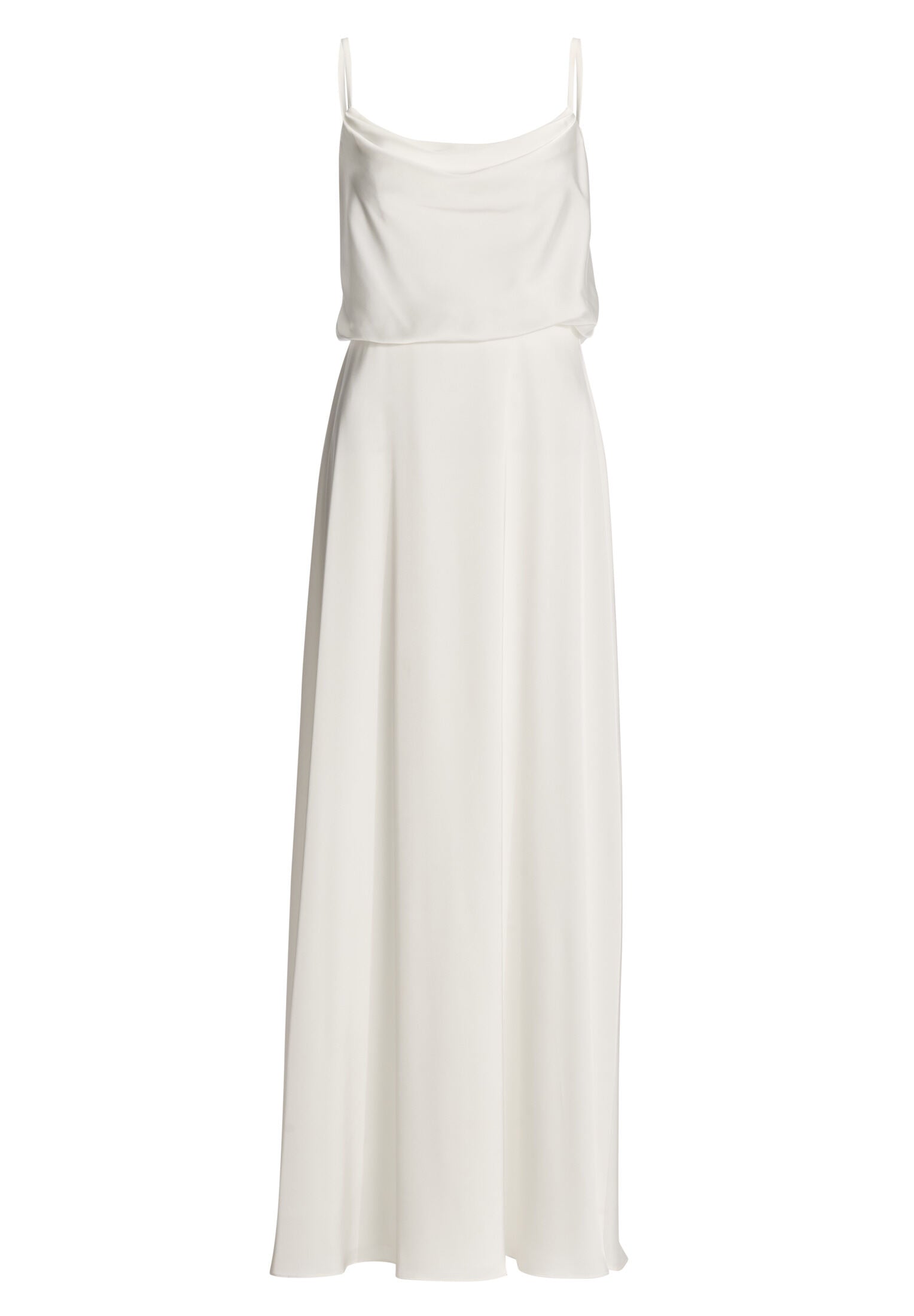 Abendkleid aus Satin mit angedeutetem Wasserfallausschnitt