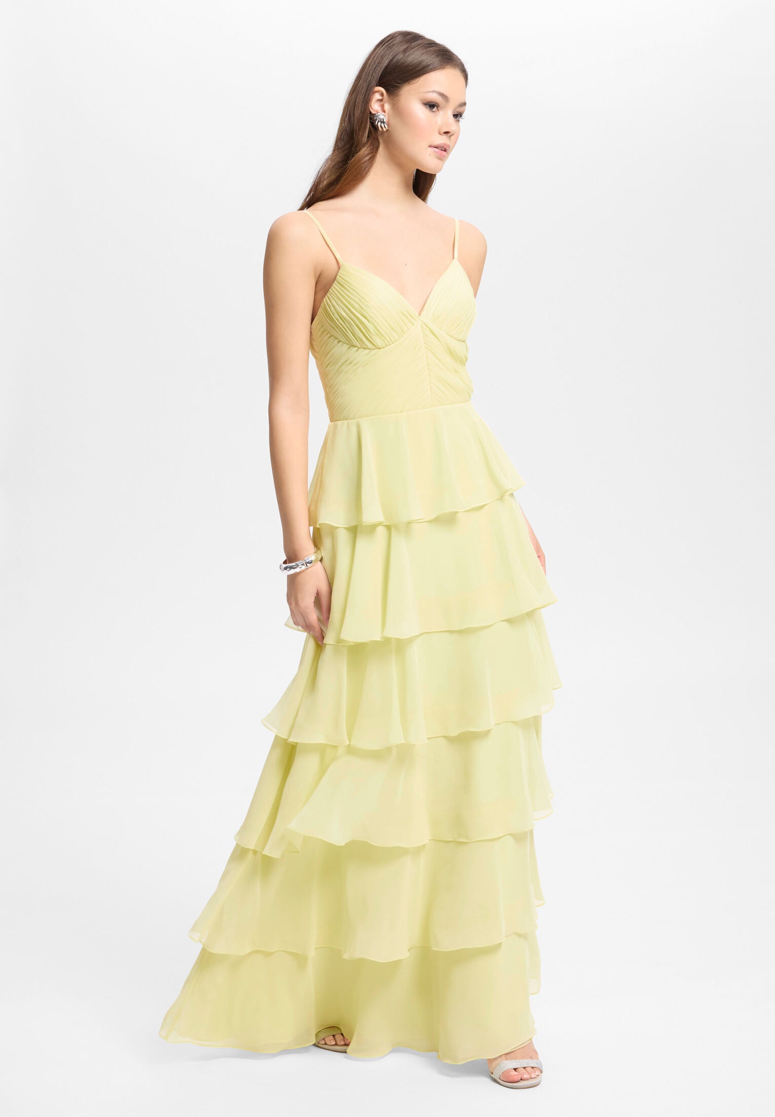 Abendkleid aus Chiffon mit Volants