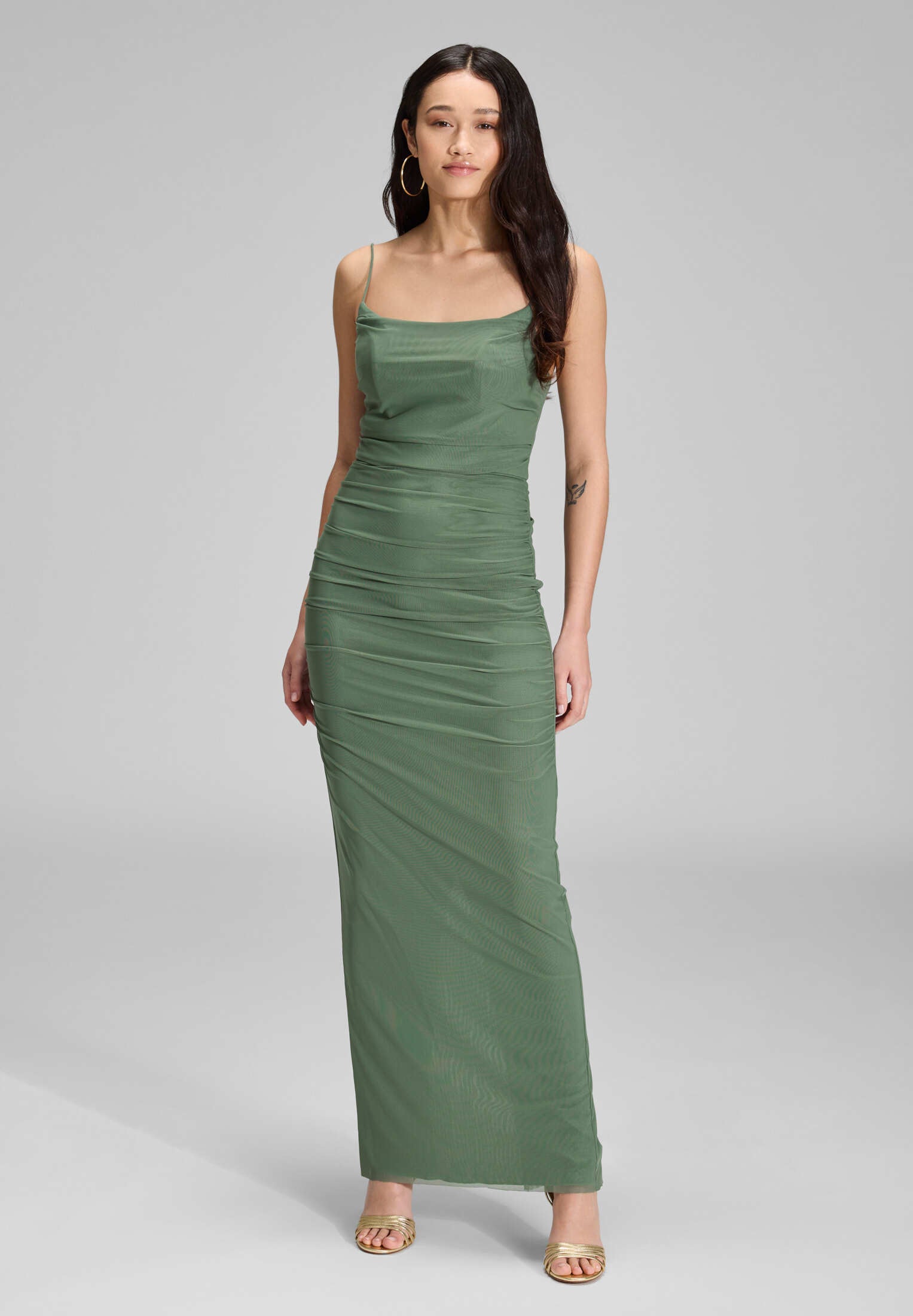 Bodycon-Kleid mit feinen Raffungen leaf green