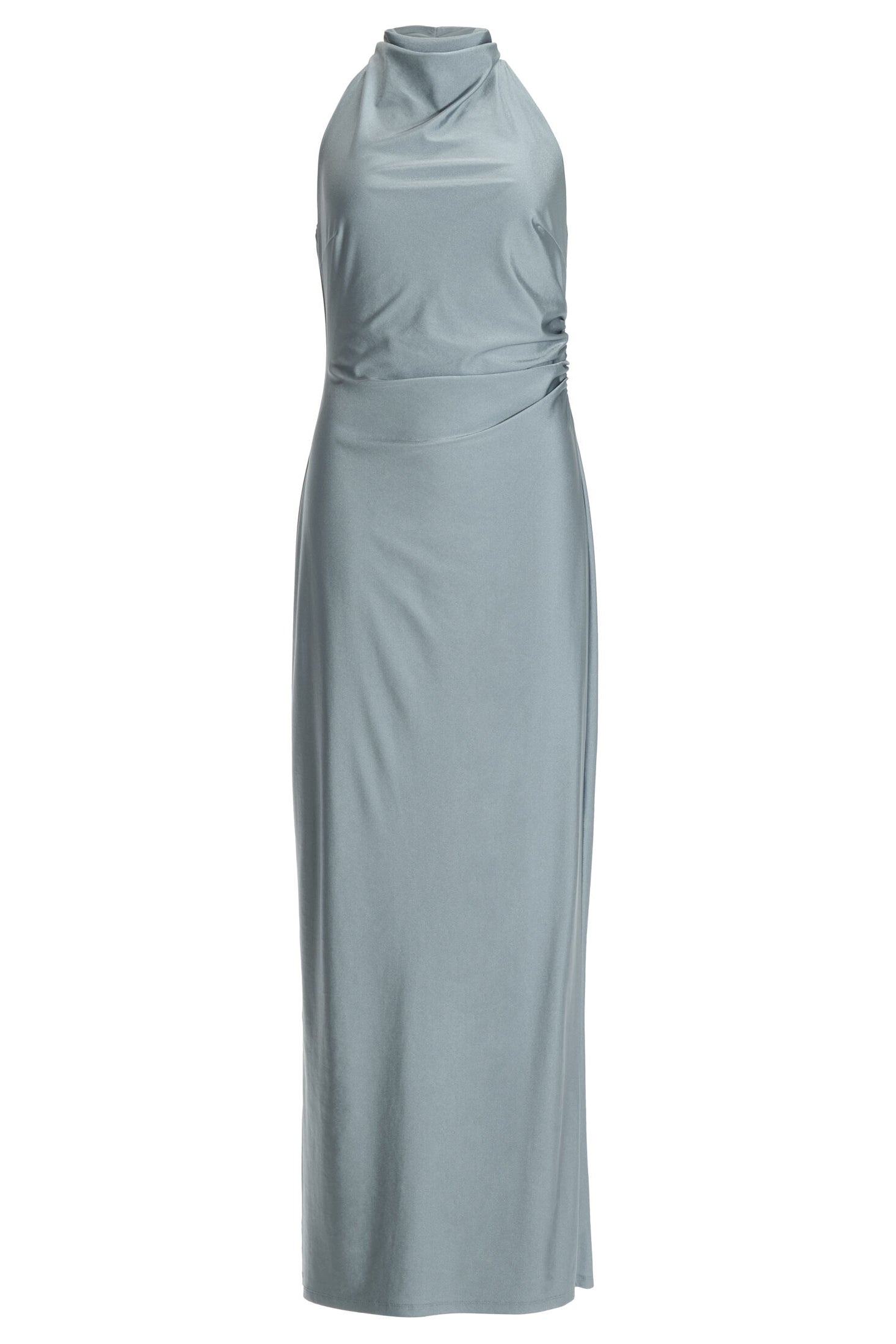 Abendkleid aus Jersey Satin mit Drapierung am Kragen