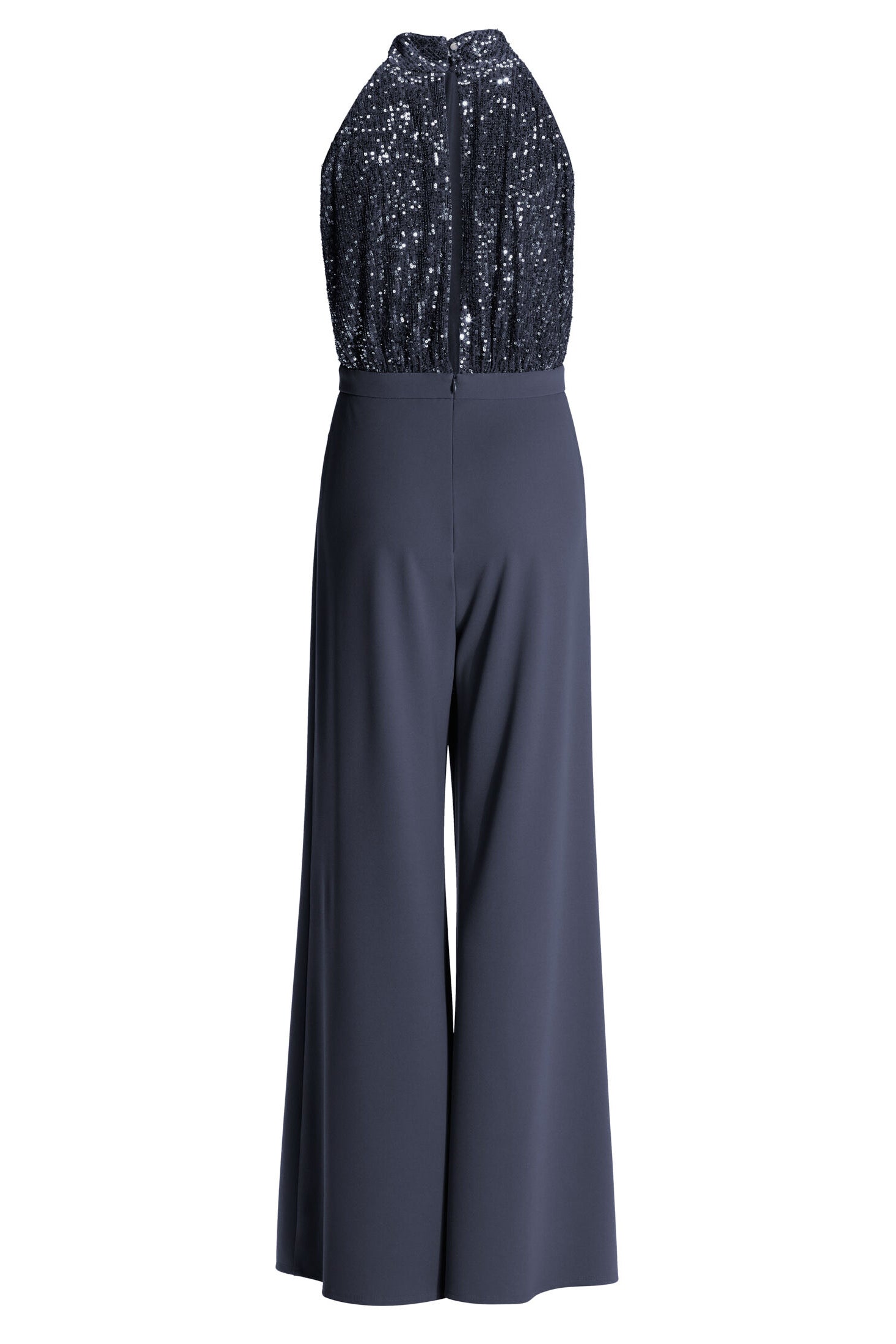 Ärmelloser Jumpsuit mit Schluppenblusen Top aus elastischer Paillette
