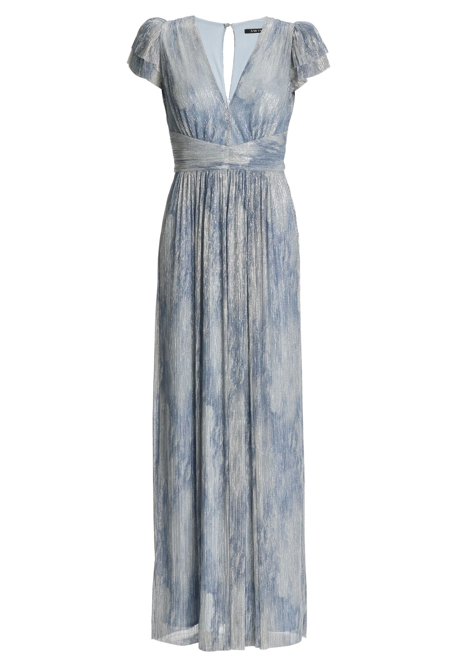 Abendkleid aus Plissee Jersey mit betonter Schulter
