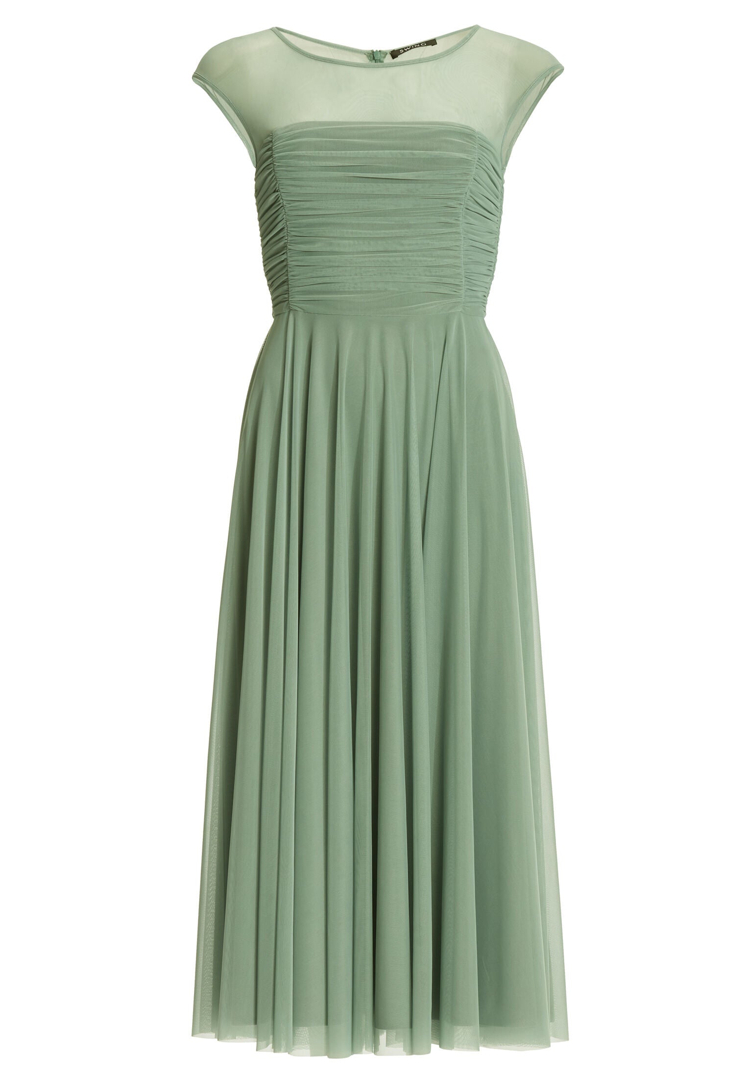 Cocktailkleid aus Mesh mit geraffter Korsage