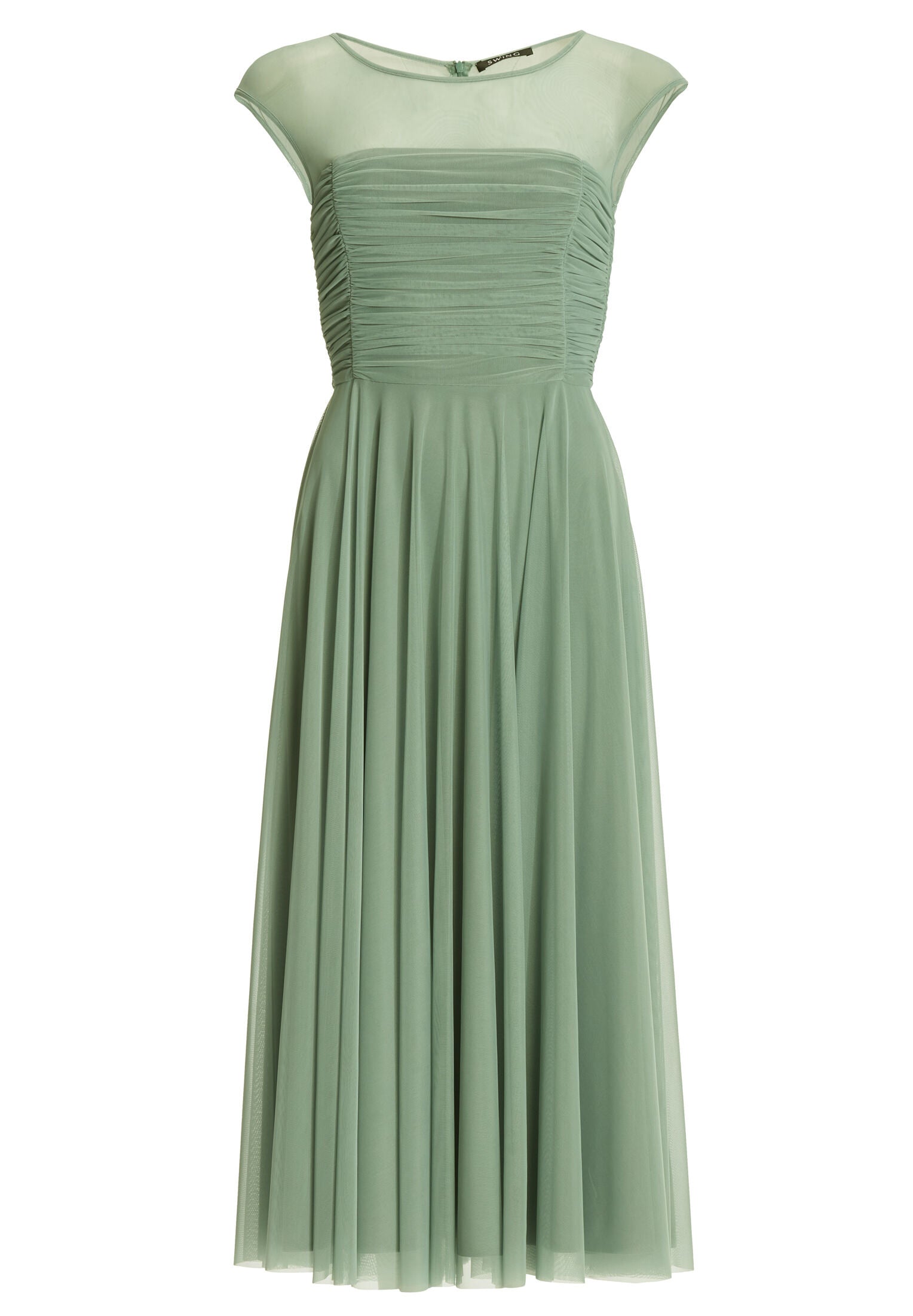 Cocktailkleid aus Mesh mit geraffter Korsage