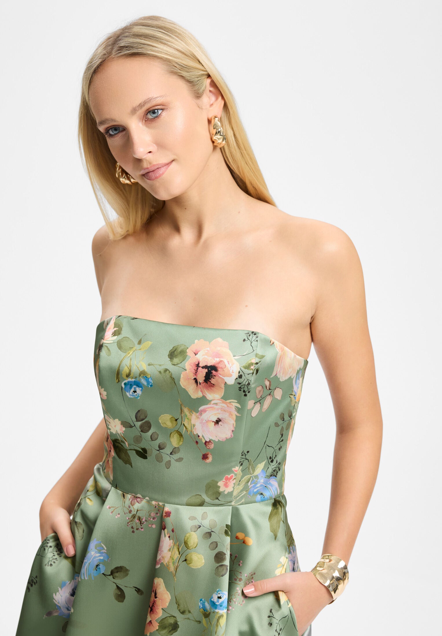 Cocktailkleid aus Twill mit Korsage Oberteil