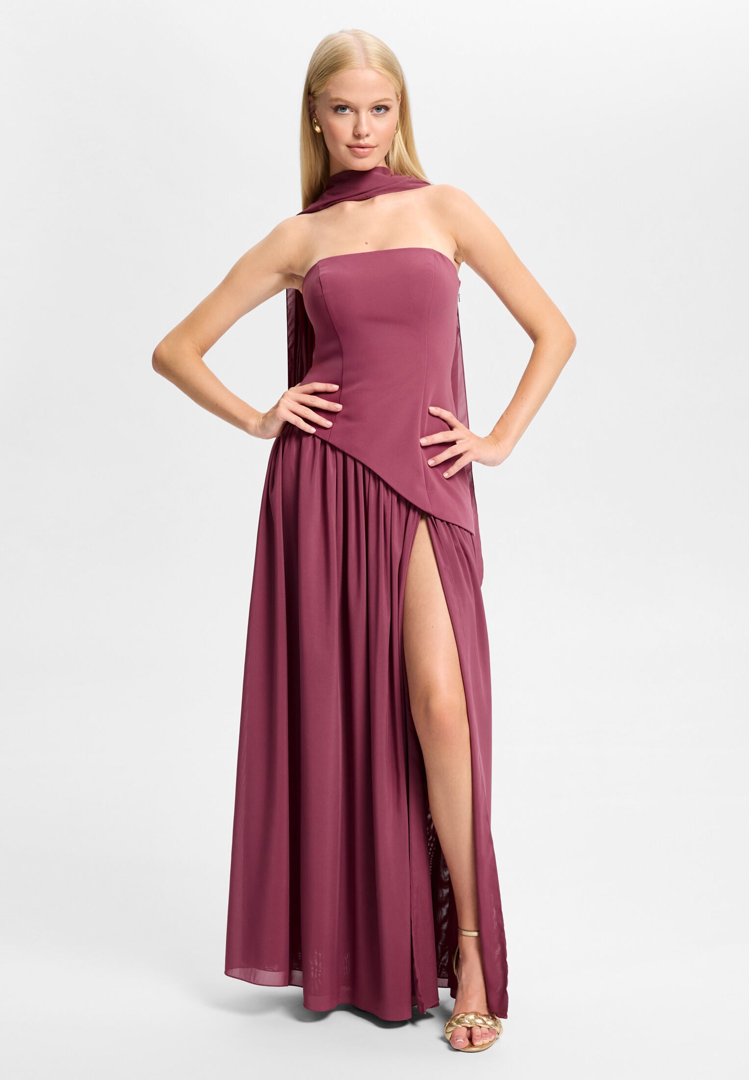 Corsagenkleid mit Beinschlitz copper rose