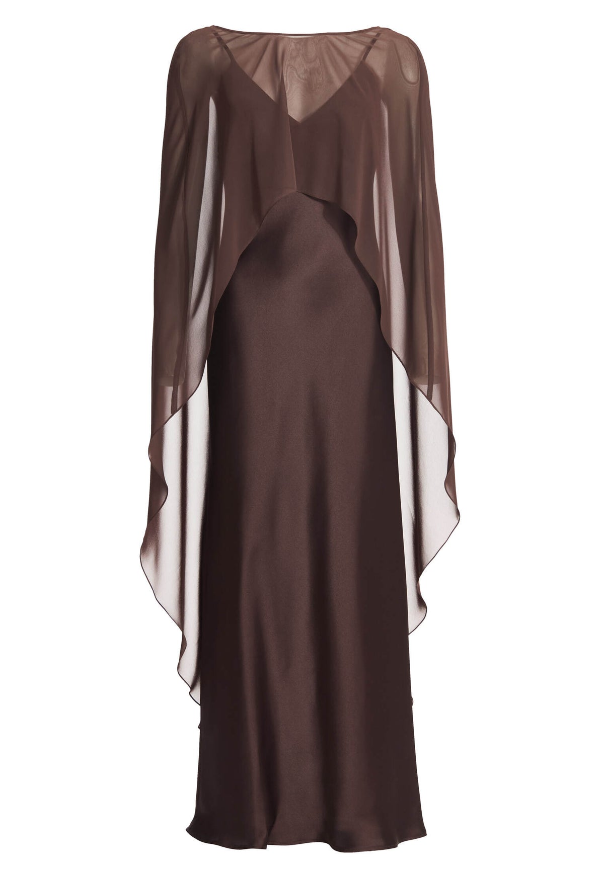 Abendkleid aus Satin mit abnehmbarem Chiffon Cape