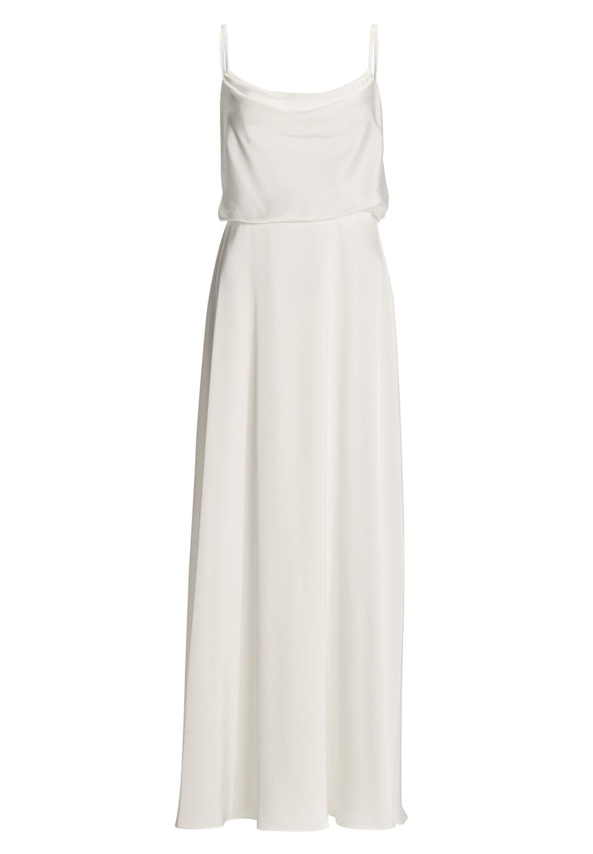 Abendkleid aus Satin mit angedeutetem Wasserfallausschnitt