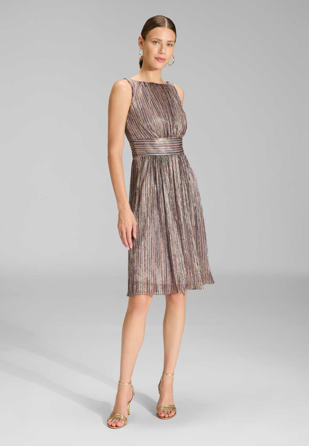 Glänzendes Plissee-Kleid lightrose multi