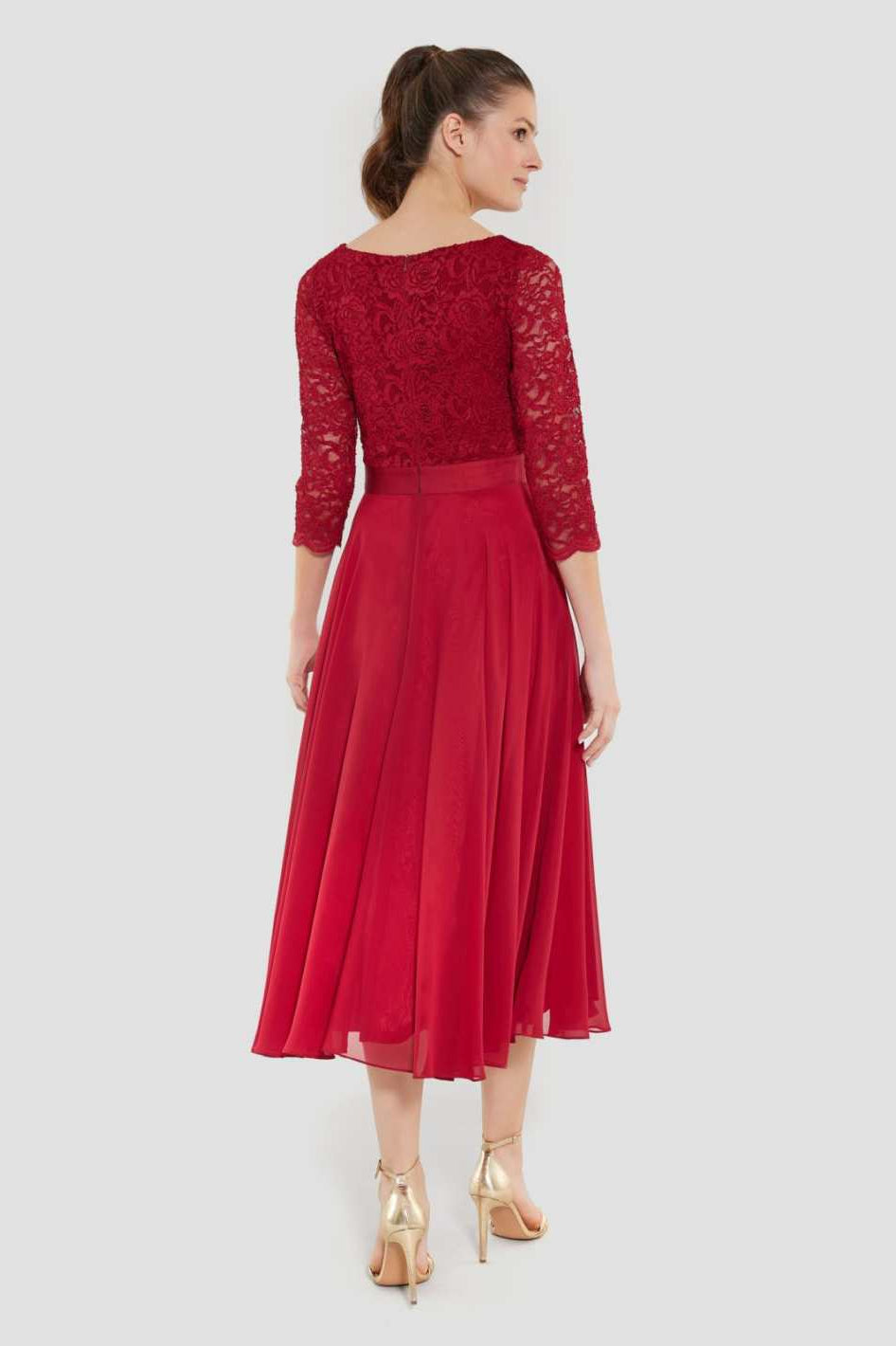 Midikleid mit fließendem Chiffon-Rock