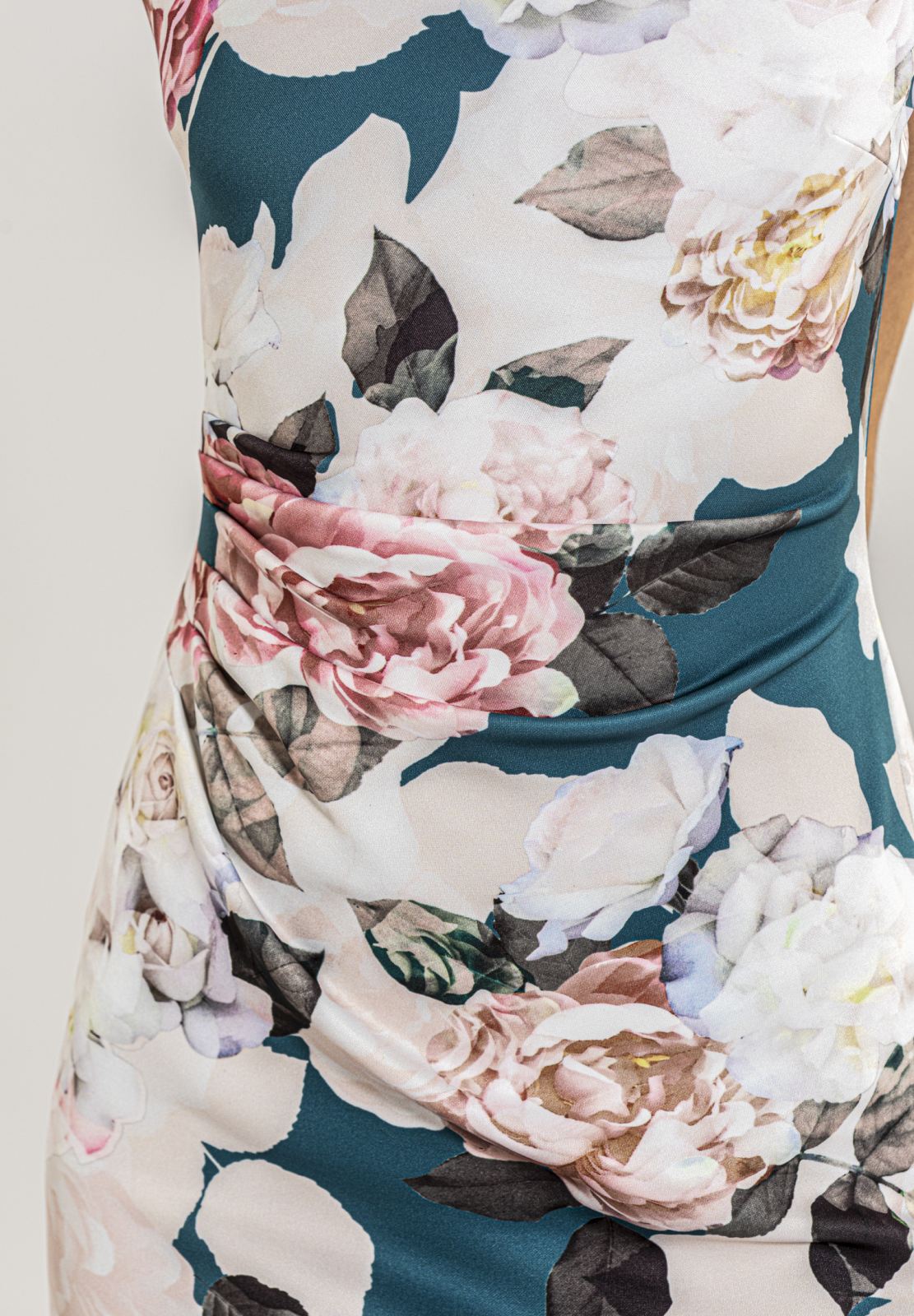 Drapiertes Etuikleid mit Blumen