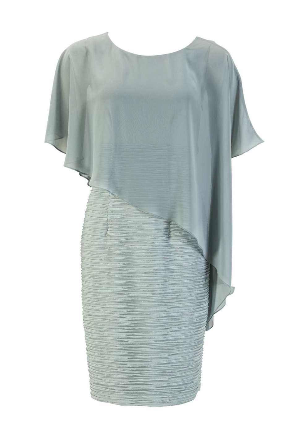 Etuikleid mit asymmetrischem Chiffon-Überwurf