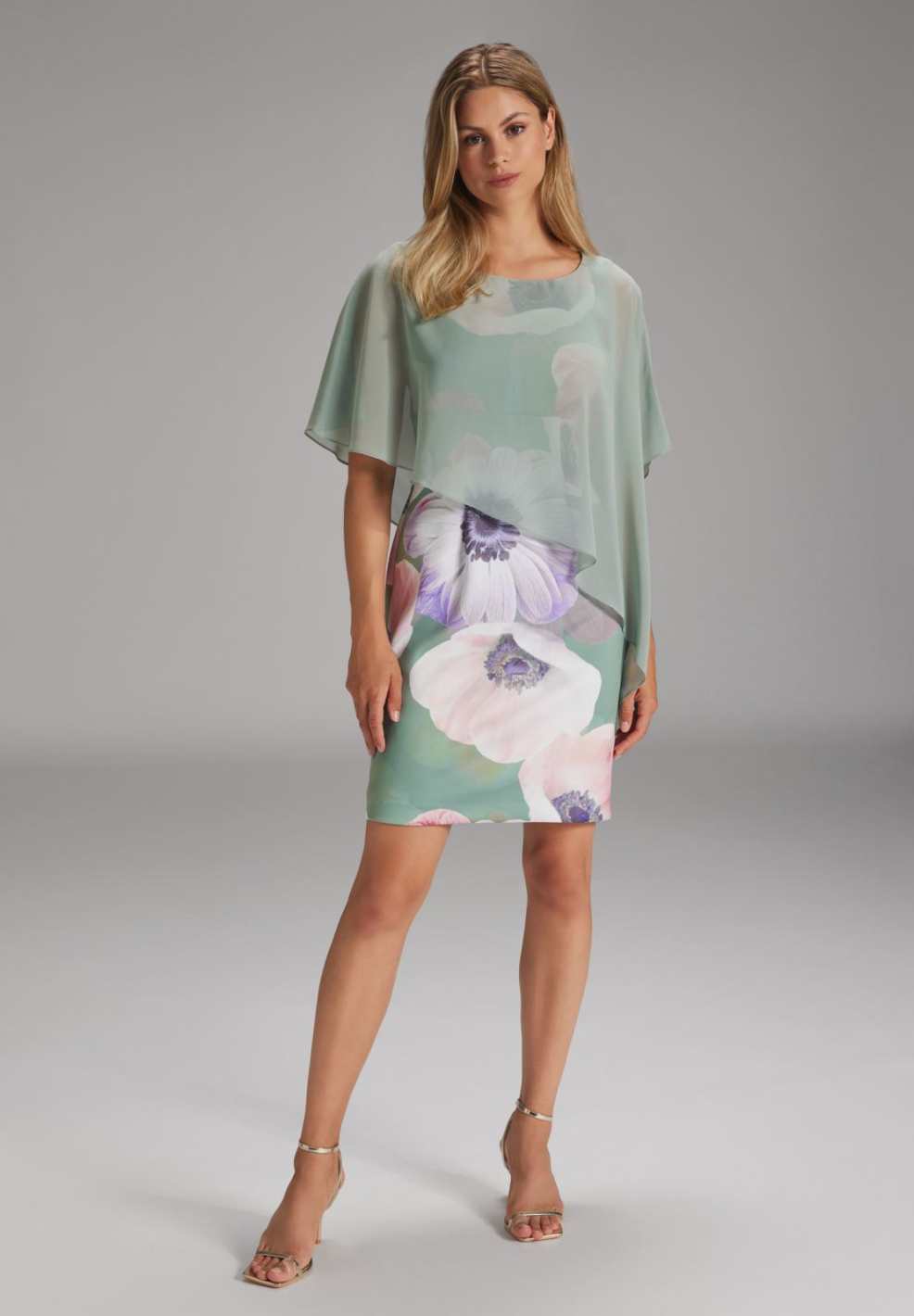 Scuba-Kleid mit Chiffon-Überwurf