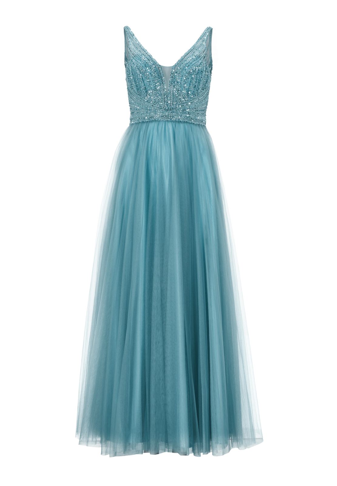 Lange Tüllrobe mit Netzeinsatz