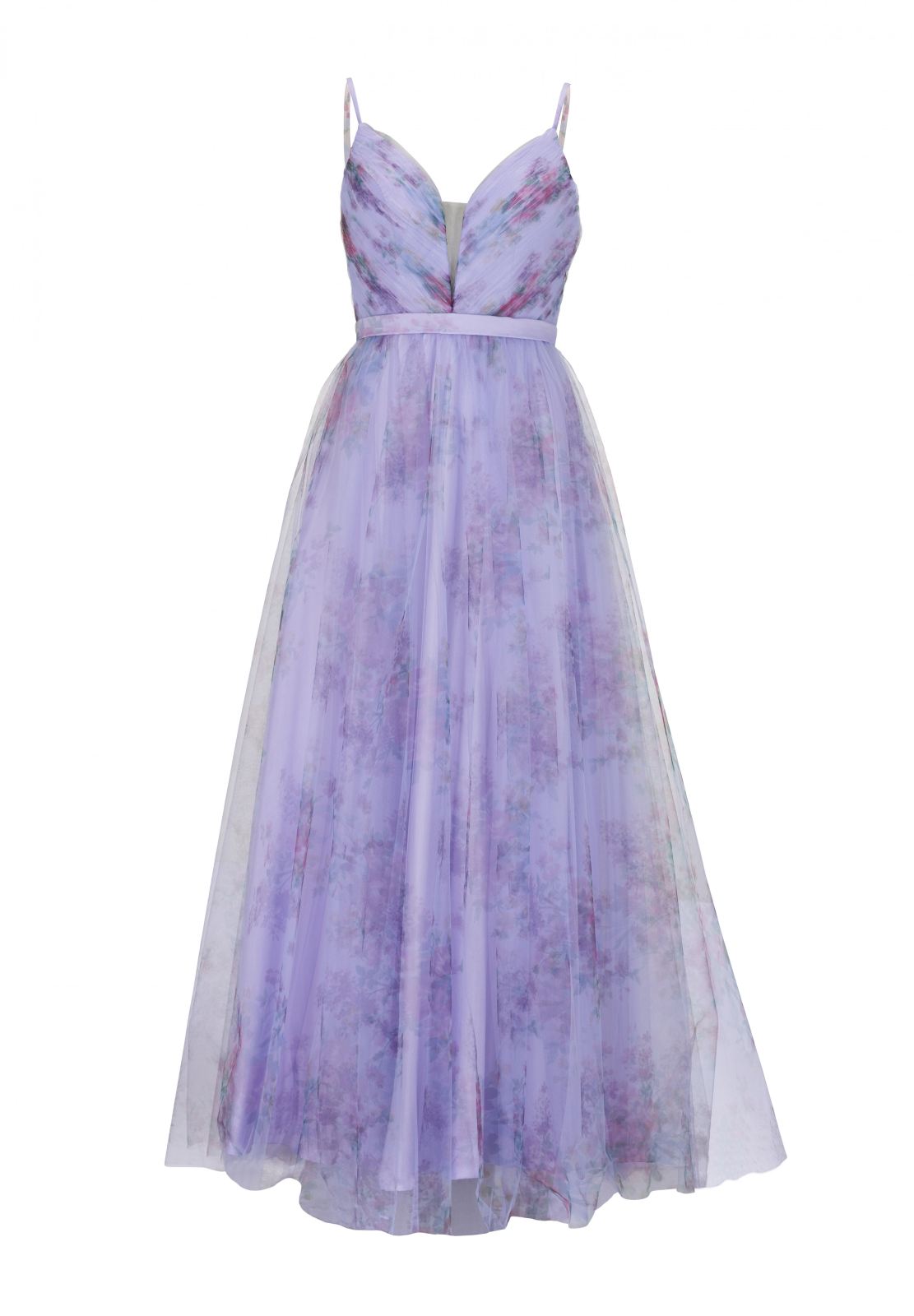 Tüllrobe mit floralem Allover-Print