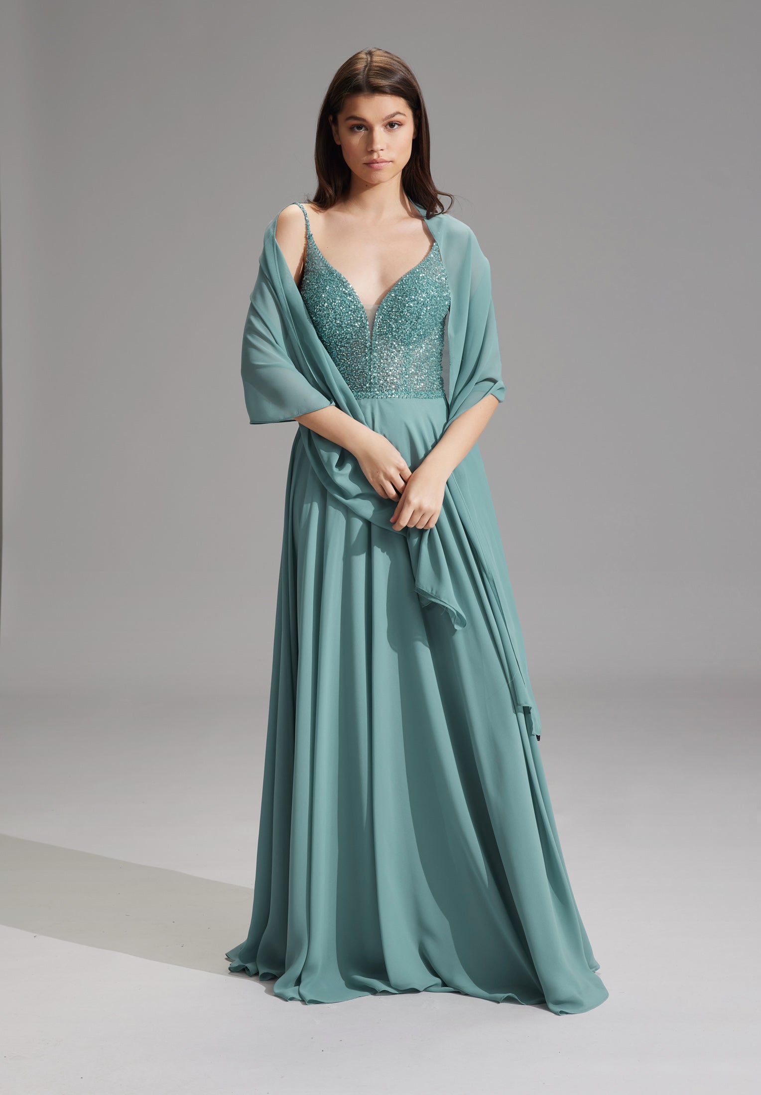 Zarte Chiffon-Stola im geraden Schnitt deep slate