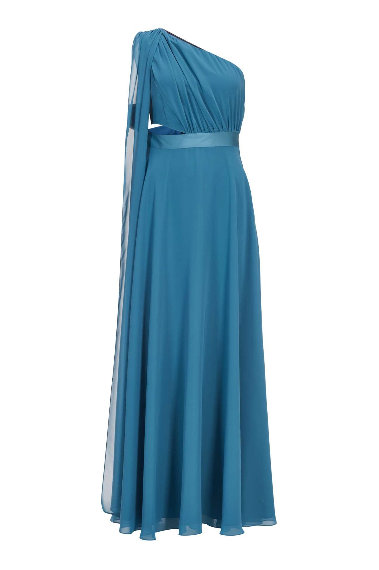 One-Shoulder-Maxikleid aus nachhaltigem Chiffon