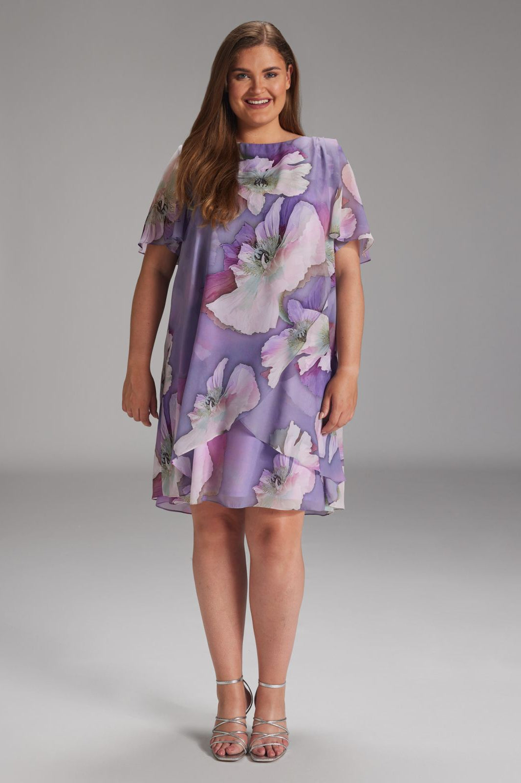 Blumig bedrucktes Chiffon-Kleid fashion lilac multi