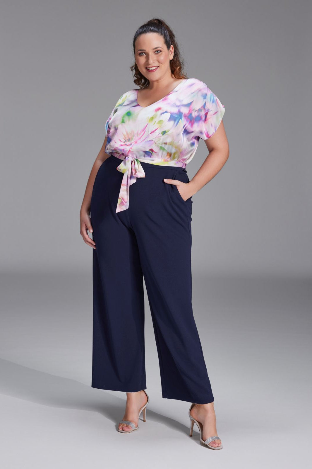 Jumpsuit aus Material Mix navy multi