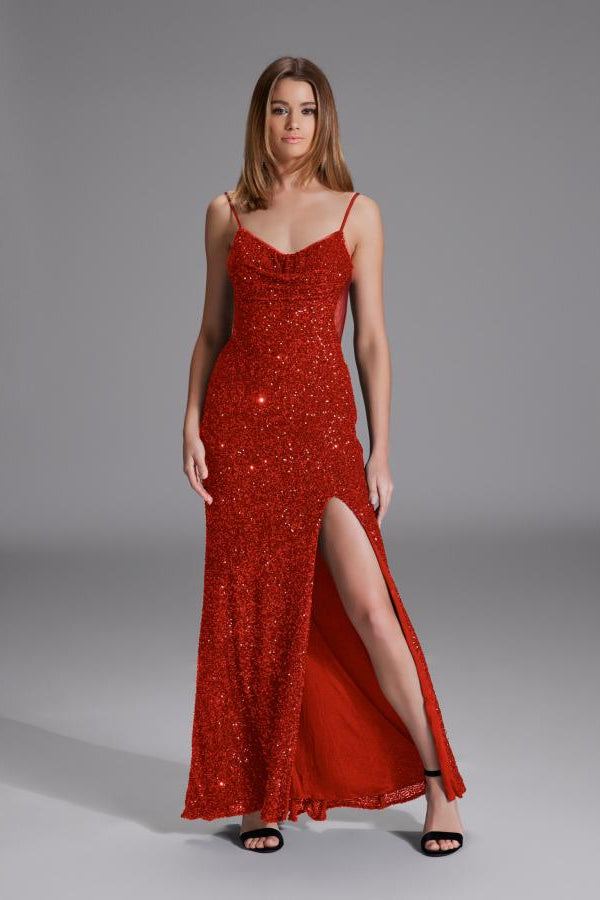 Slipdress mit transparenter Rückenpartie ruby red