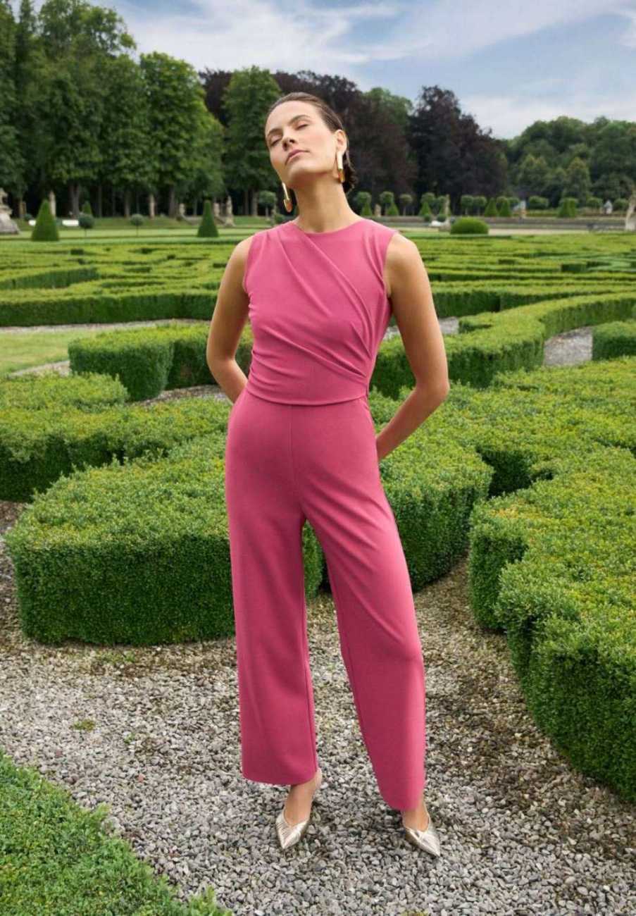 Jumpsuit aus Jersey Crêpe mit Drapierung brick red