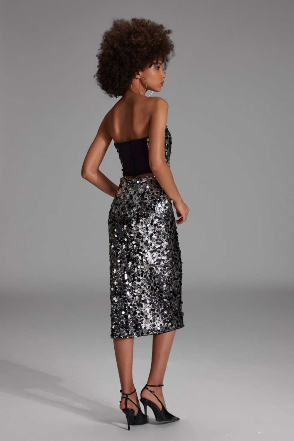 Bleistiftrock mit großen Pailletten