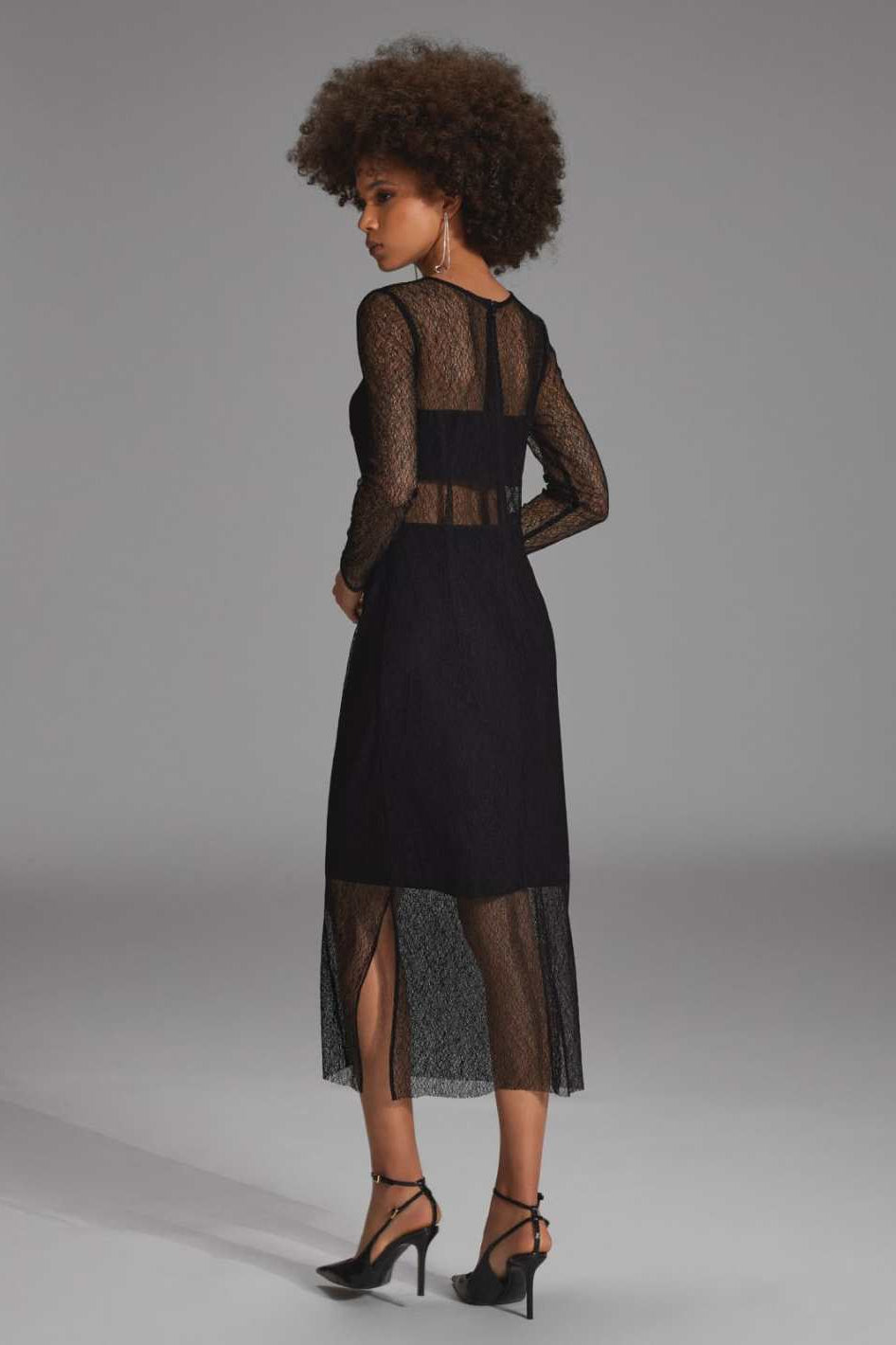 Midi Kleid aus feiner Spitze mit Transparenz