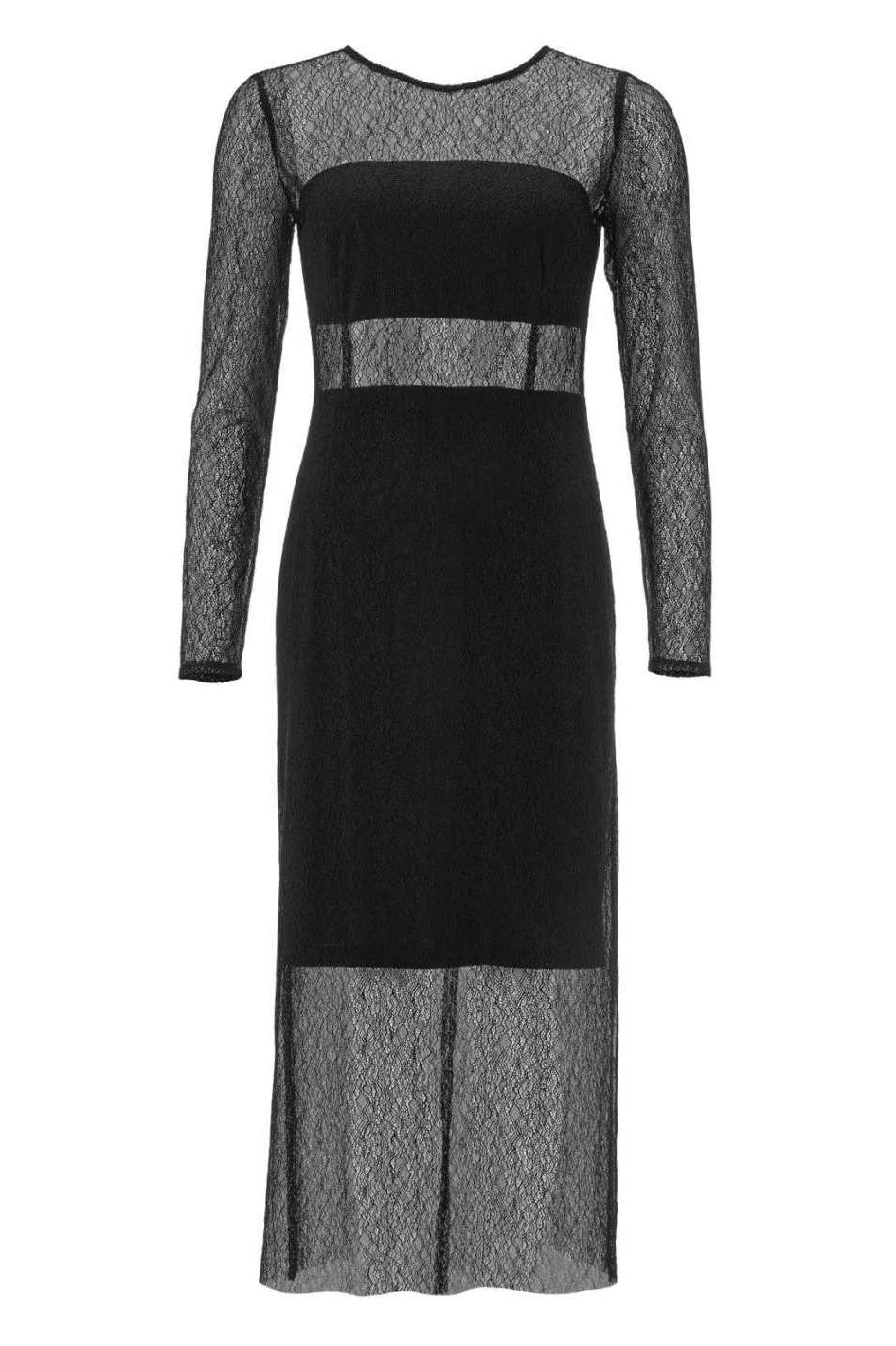 Midi Kleid aus feiner Spitze mit Transparenz