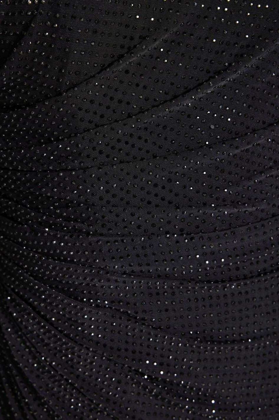 Langärmliges Cocktailkleid mit funkelndem Strassbesatz