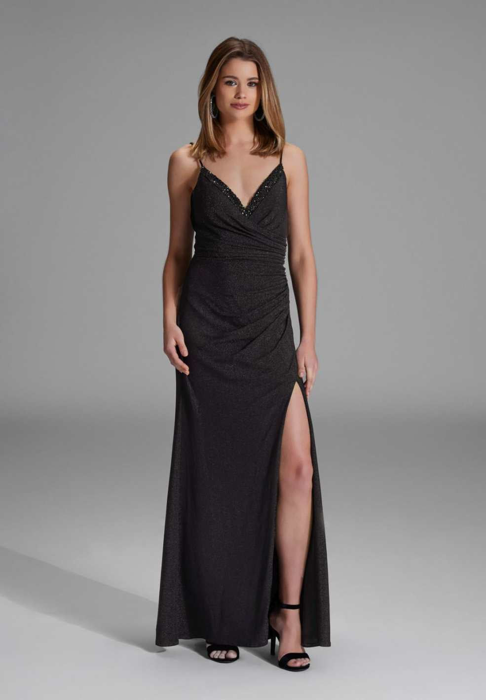 Figurbetontes Abendkleid mit Beinschlitz black