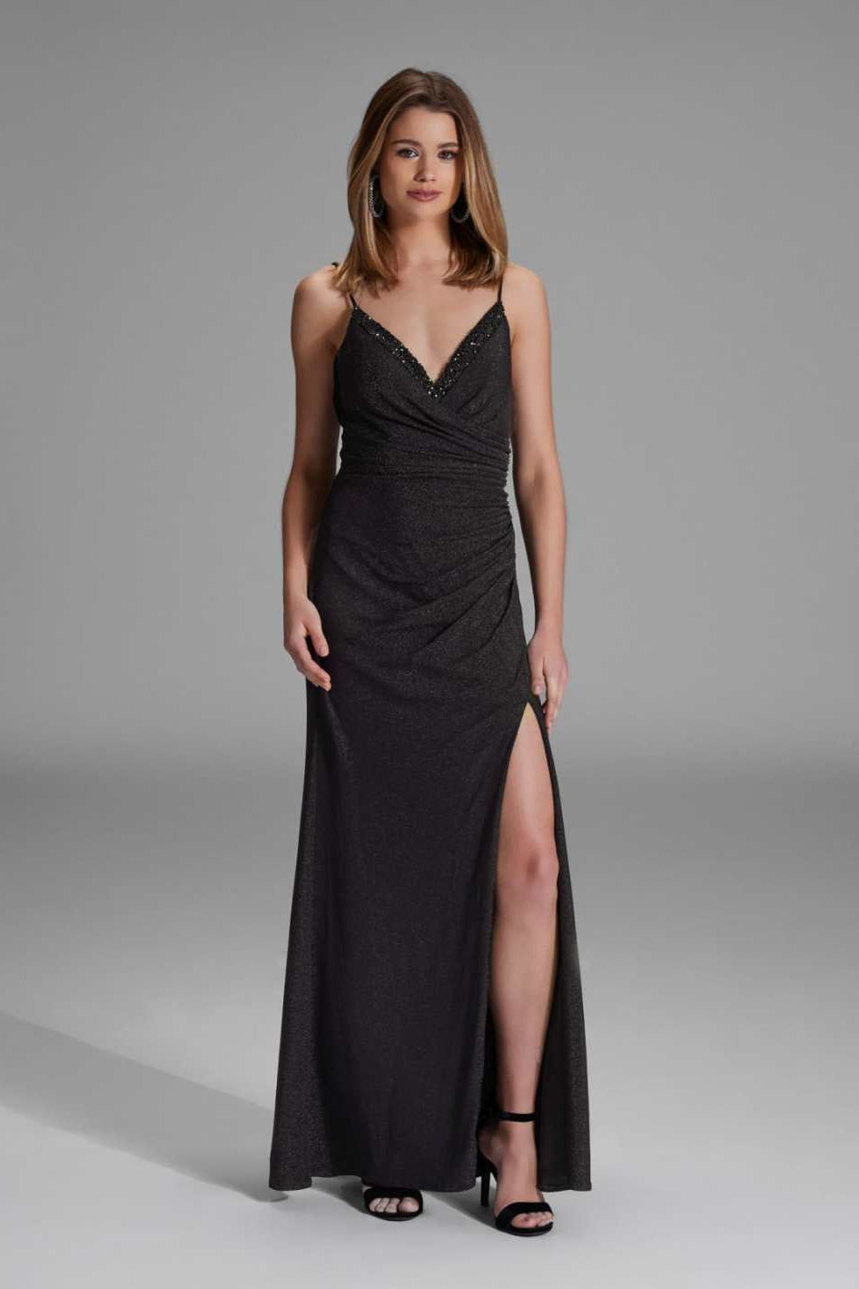 Figurbetontes Abendkleid mit Beinschlitz black
