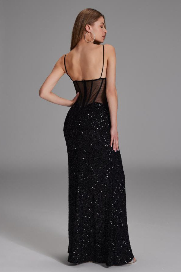 Slipdress mit transparenter Rückenpartie