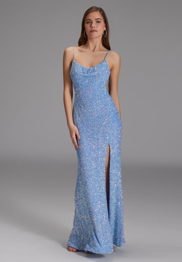 Slipdress mit transparenter Rückenpartie steel