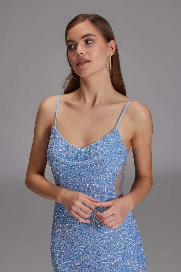 Slipdress mit transparenter Rückenpartie