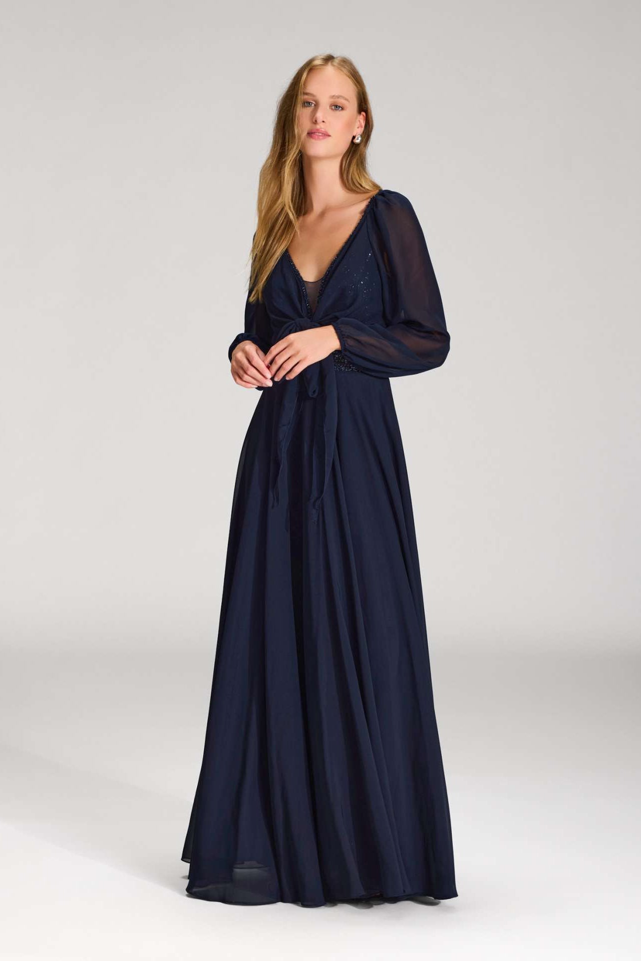 Wickelbolero mit langen Ärmeln navy