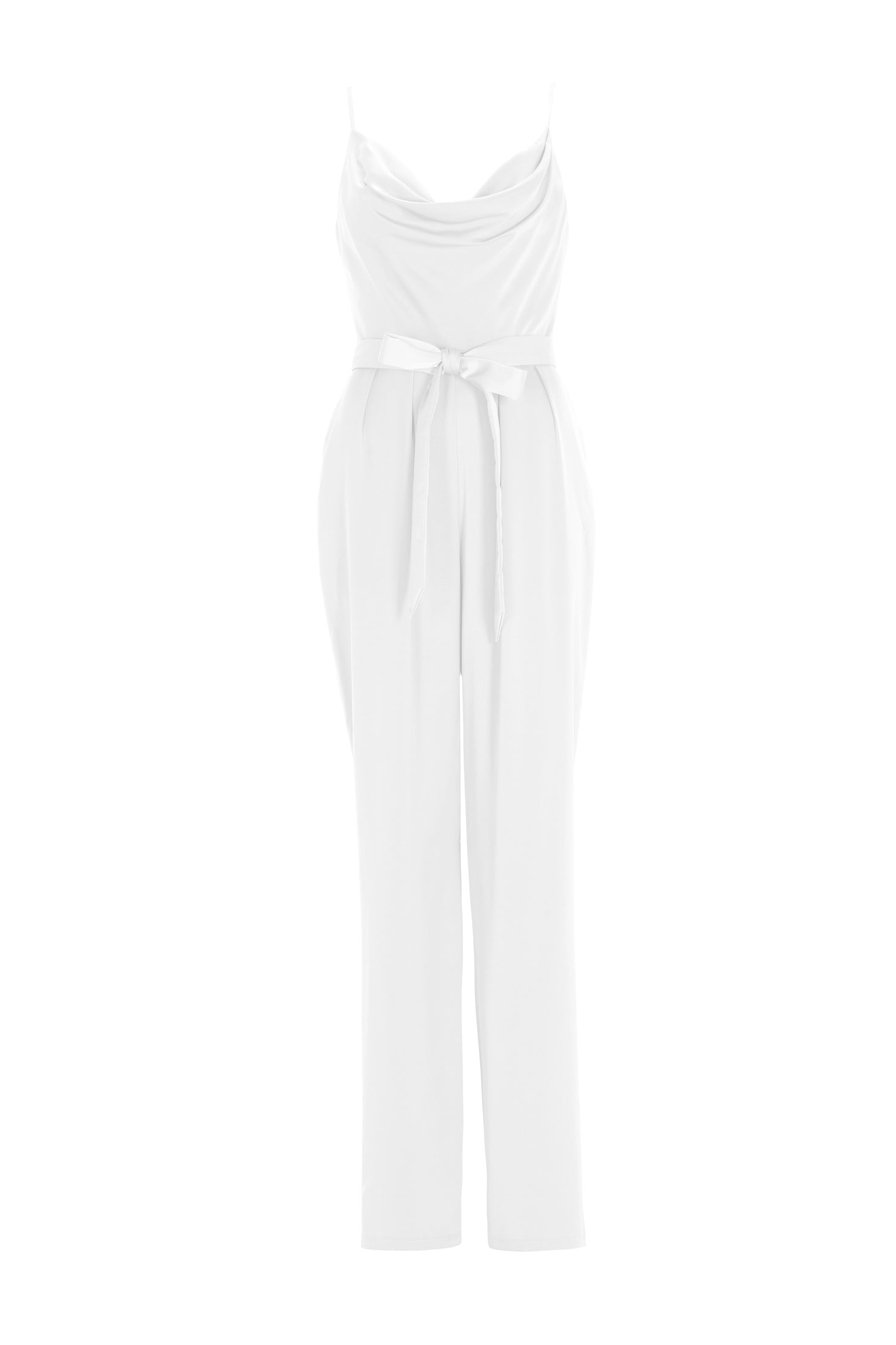 Satin Jumpsuit mit Bindegürtel