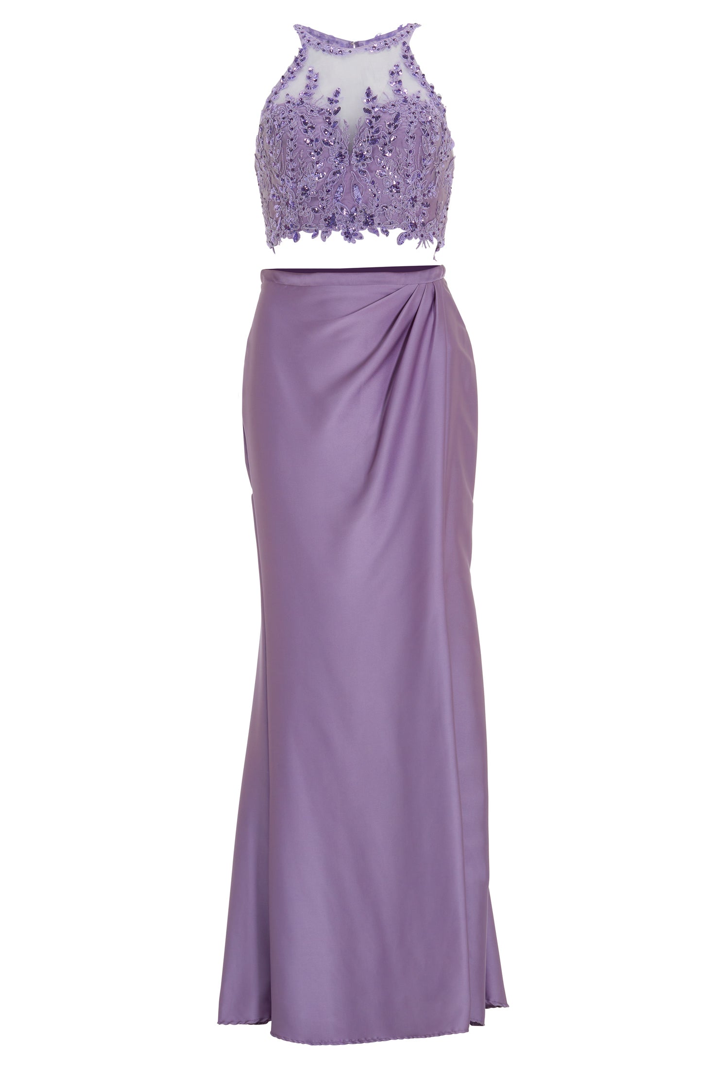 Two-piece Kleid mit langen Satinrock