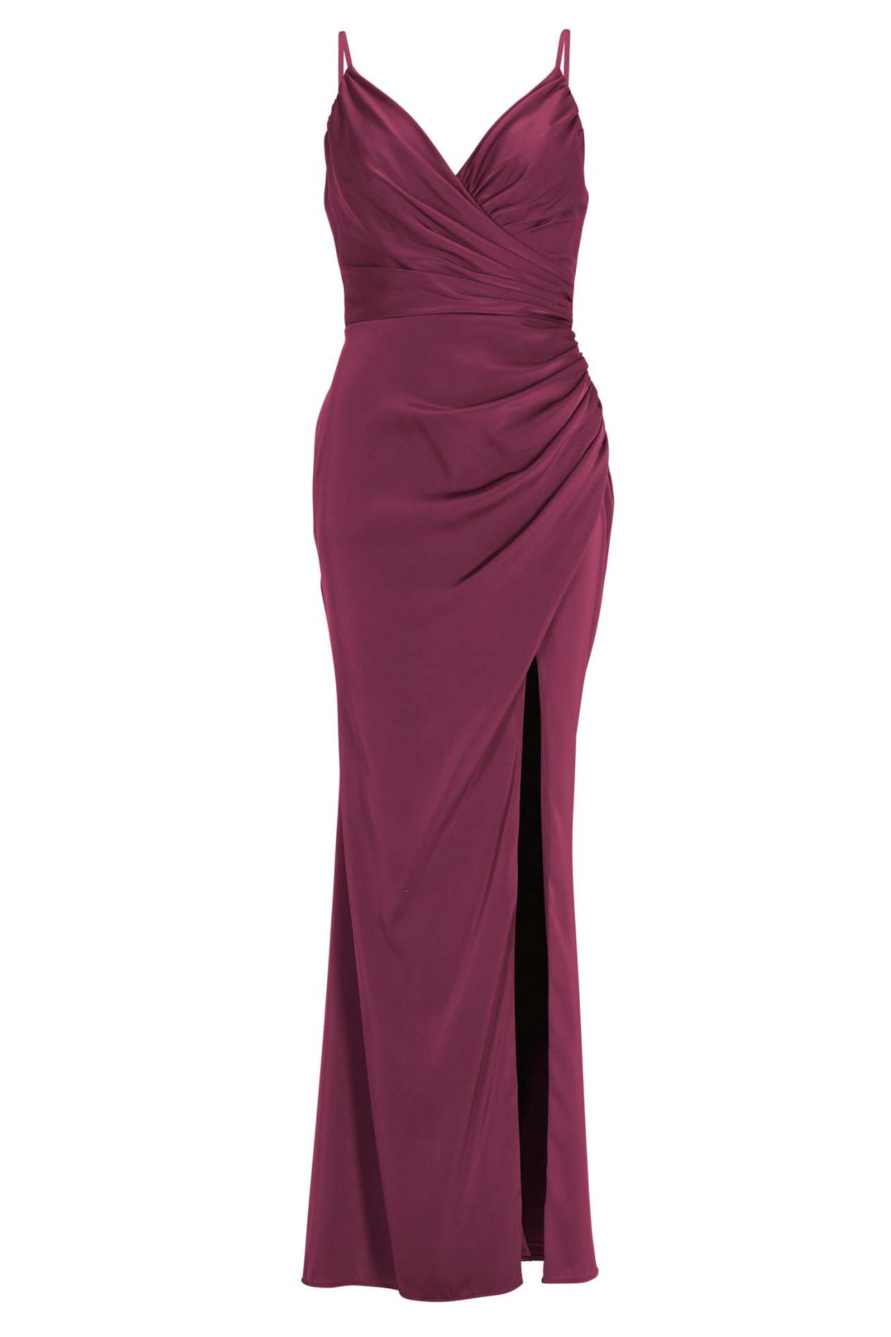 Figurbetontes Satinkleid mit Raffungen