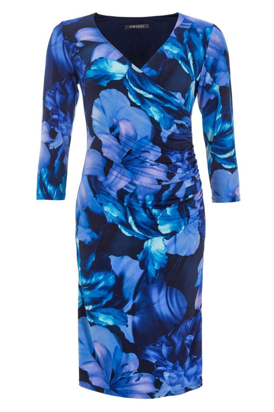 Wickelkleid aus floral bedrucktem Jersey