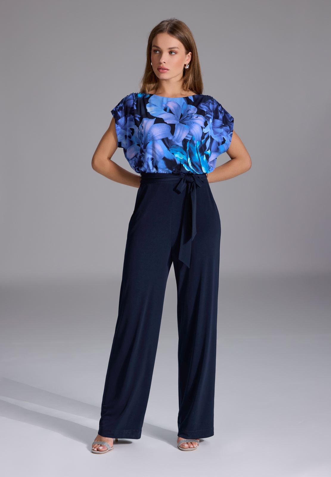 Elastischer Jersey Jumpsuit mit bedrucktem Oberteil navy multi