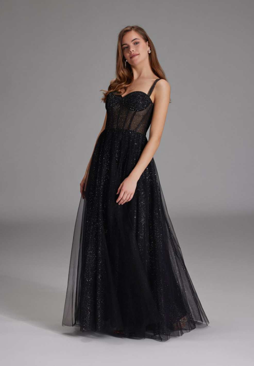 Tüllrobe mit Schimmereffekt black