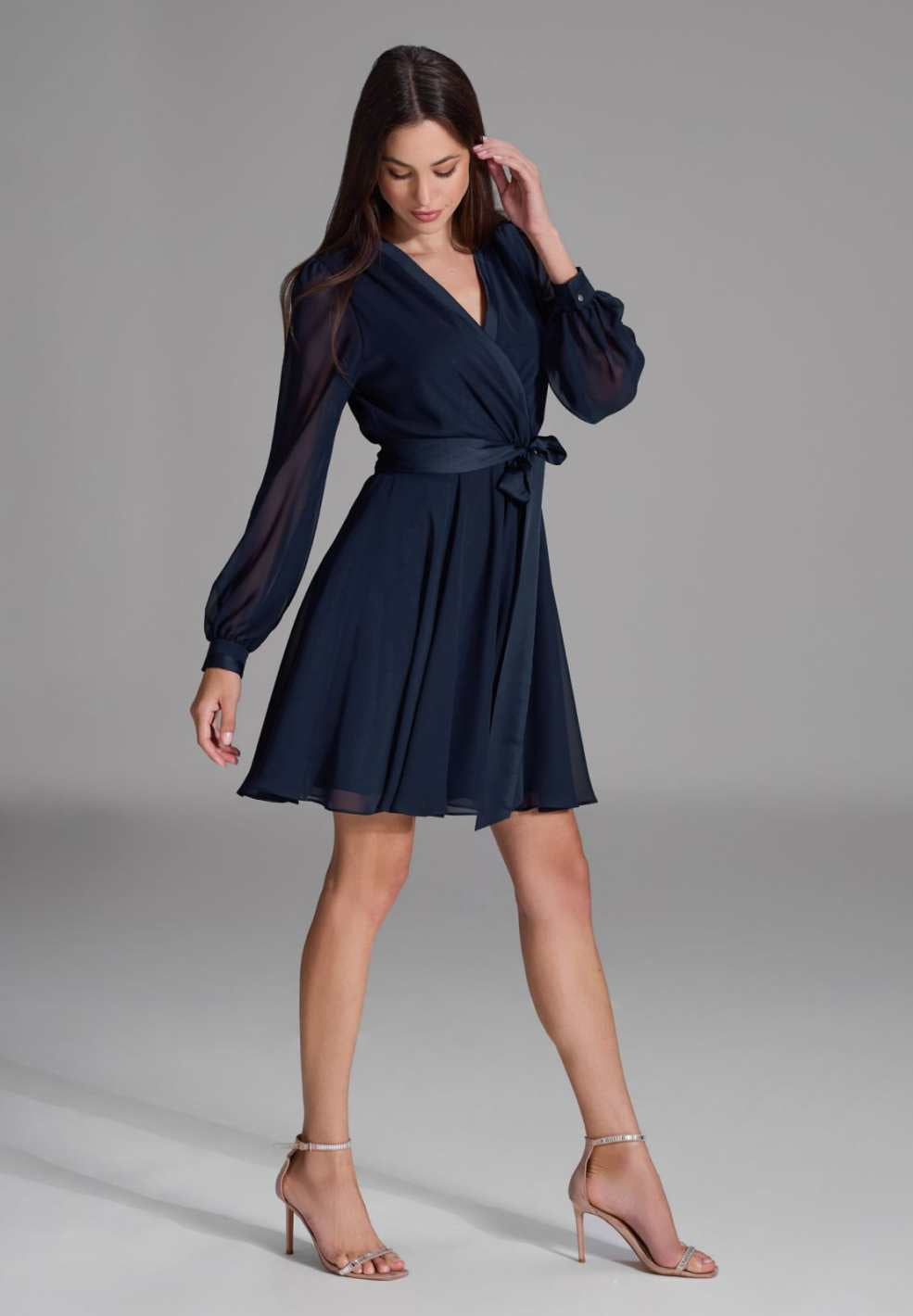 Cocktailkleid aus Chiffon mit Satin Kanten