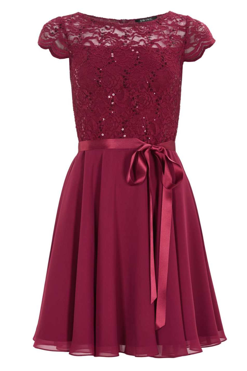 Kleid mit paillettenbesetztem Spitzenoberteil