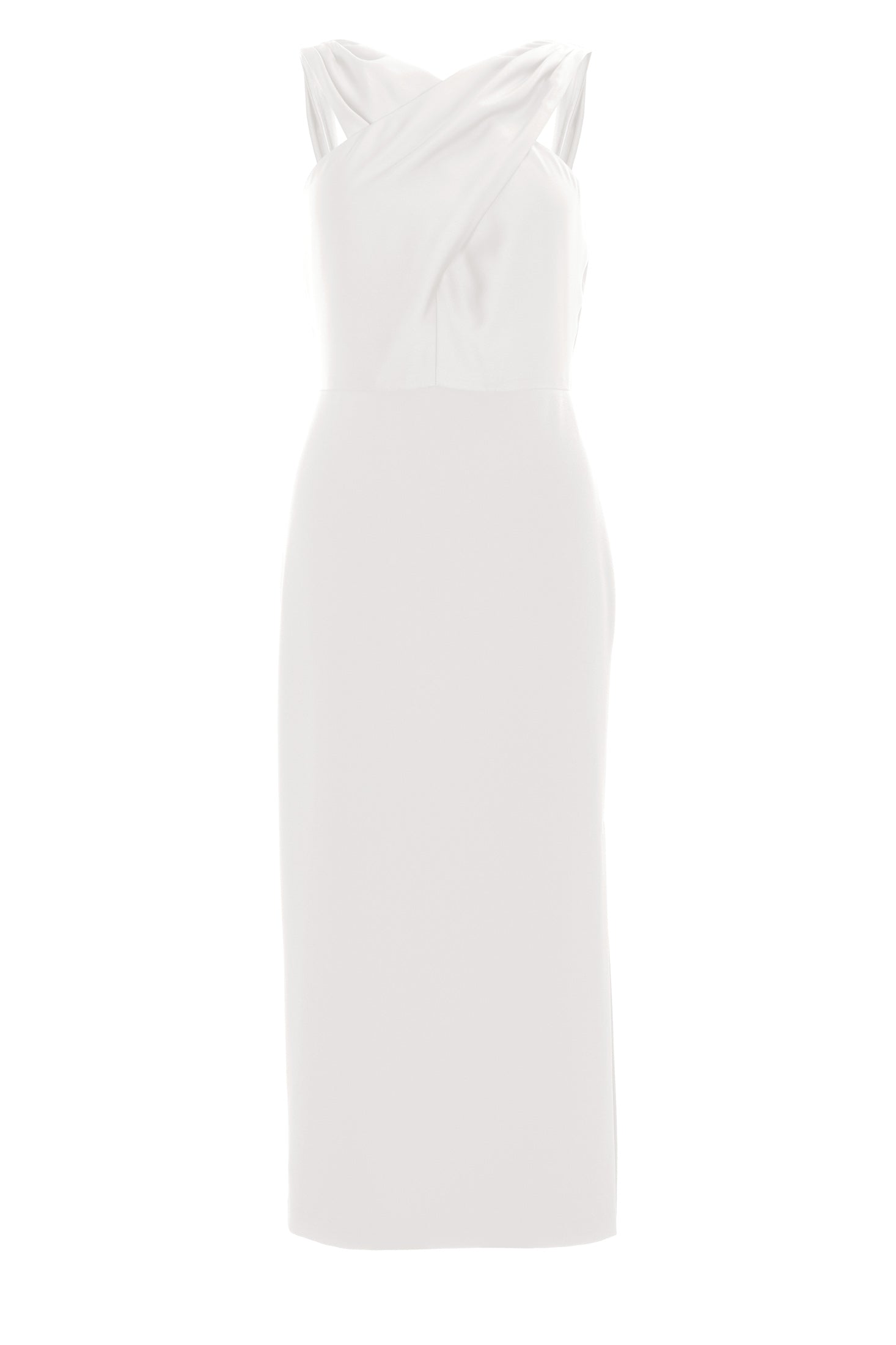 Midi Kleid mit gekreuzten Trägern aus Material-Mix