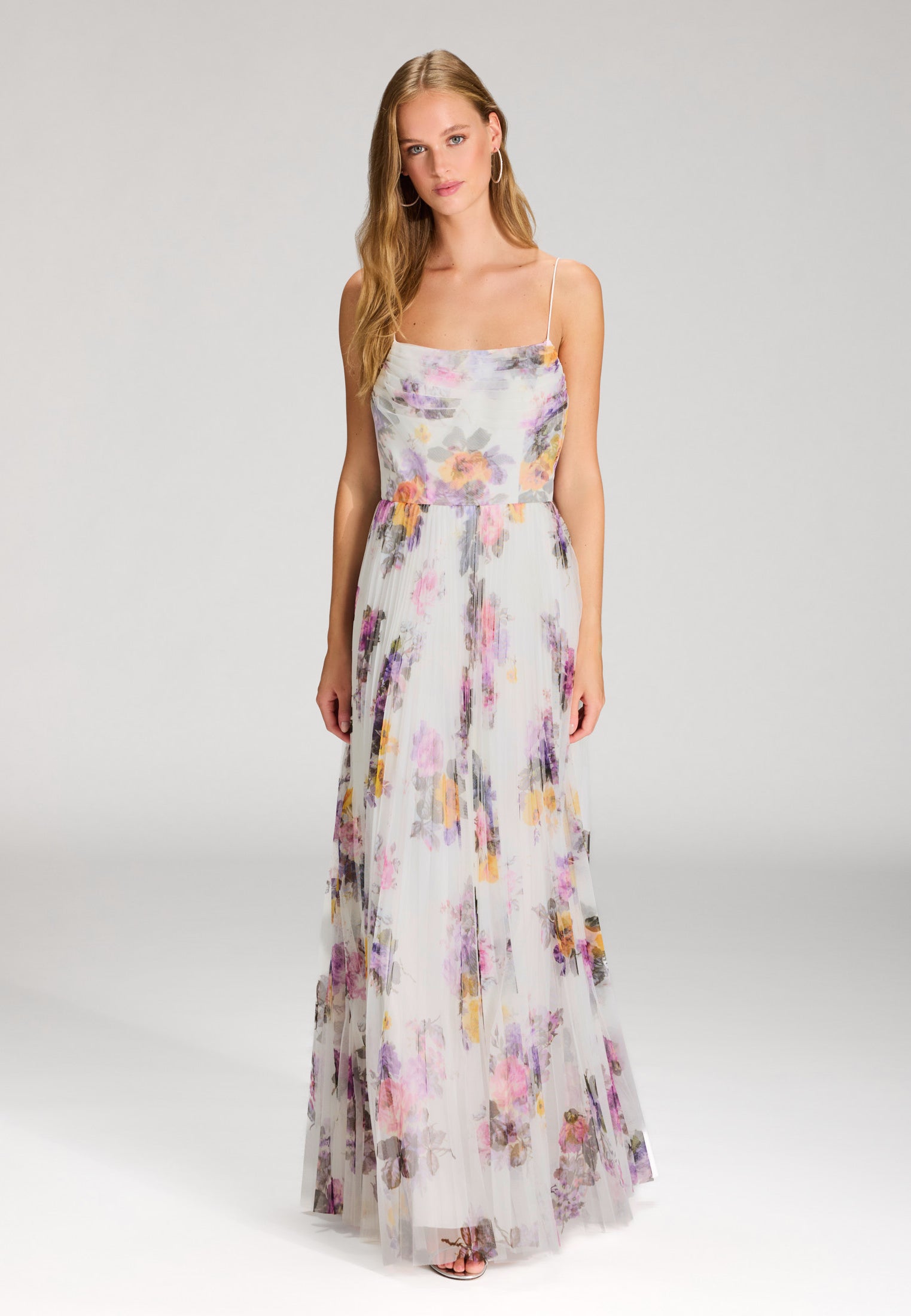 Printkleid mit plissiertem Rock ivory multi print